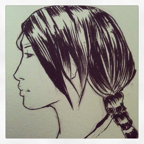 One of the bartenders from the other night #woman #bartender #ink #brush #longisland #newyork #houlihans #art #moleskine