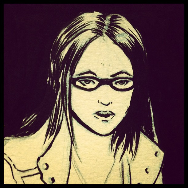 Sketch if a woman while I was in Denver. #girl #sketch #moleskine #ink #brush #pen #glasses #art #airport #denver #drawing #sketchbook