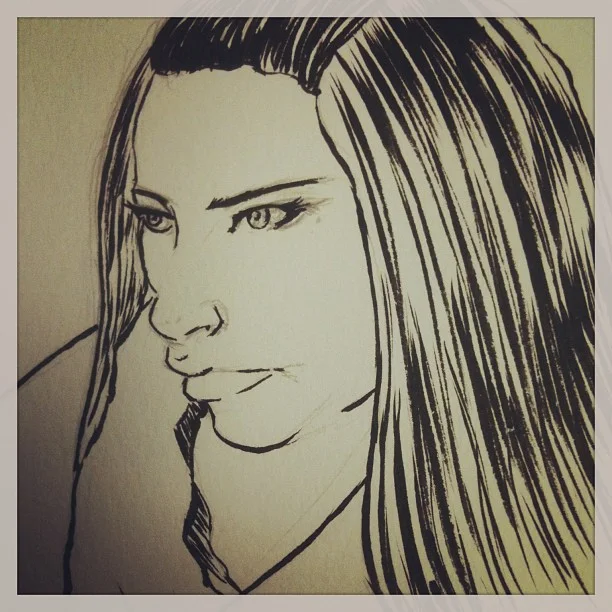 Bart sketch on my way to the airport #girl #bart  #art #ink #brush #moleskine #sketch  #sketchbook #commute