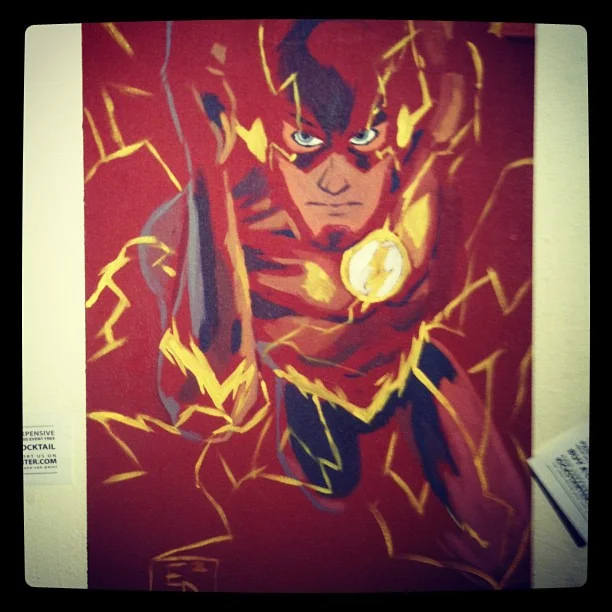 It&rsquo;s the flash!!! #flash #barryallen #new52 #dc #comics #painting (at Club Six)
