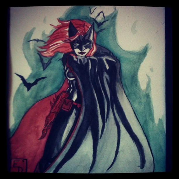 Batwoman I did in watercolor (Taken with Instagram)