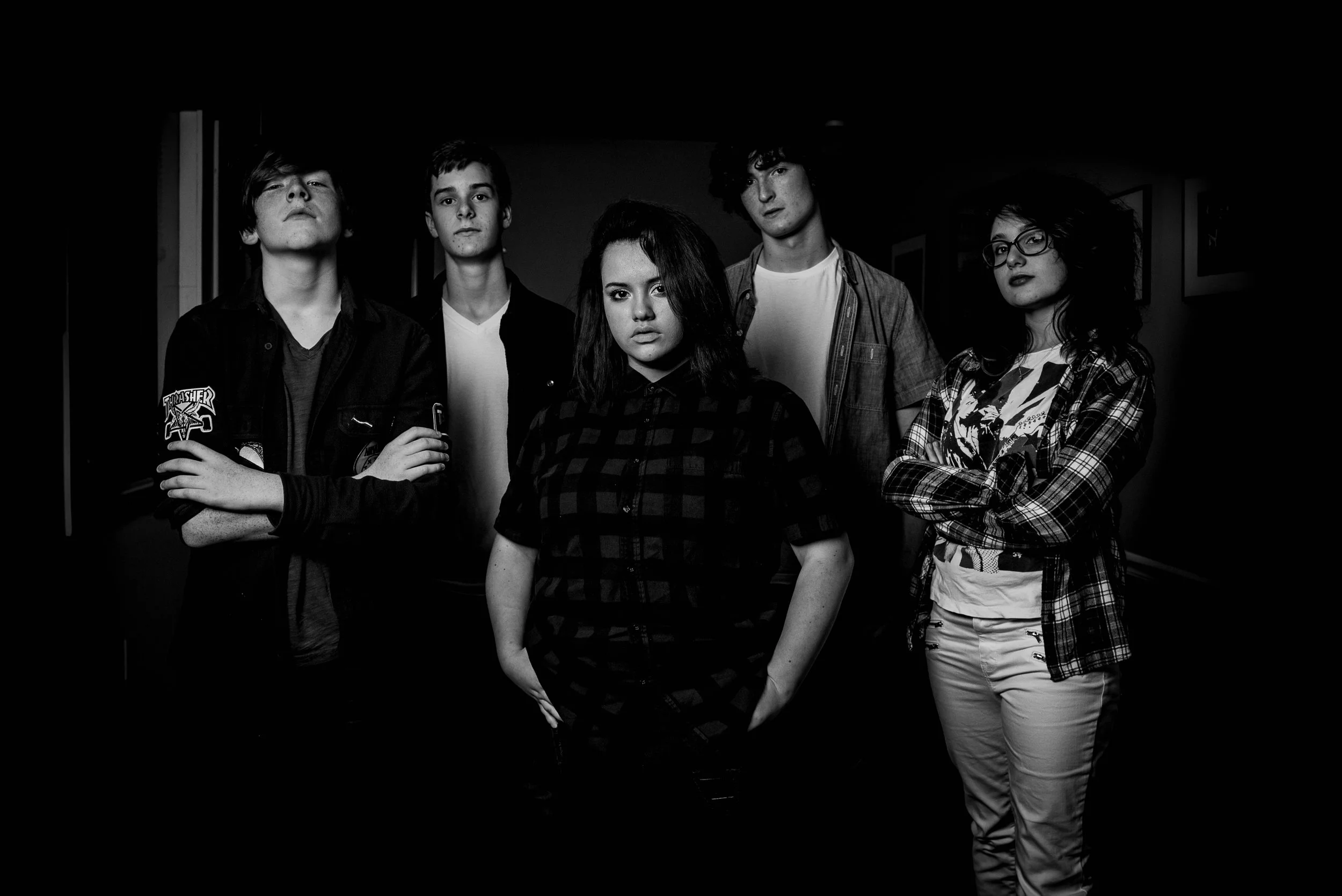 Left to Right: Dylan Monaghan (Guitar), Sam Keister (Guitar), Alexis Corcoran (Vocals), Nate Quasha (Drums), Aimee Schwartz (Bass)