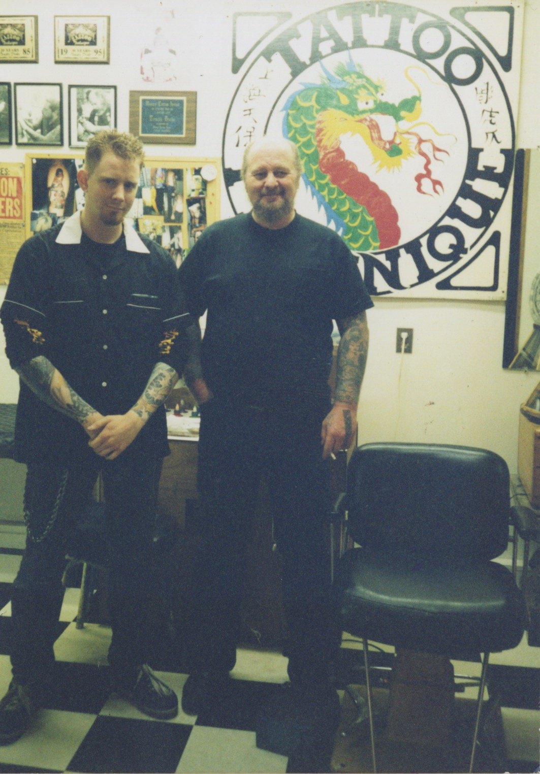 Kevin Harden with mentor Temple Drake who taught him to tattoo — AK Tattoo, Anchorage Alaska
