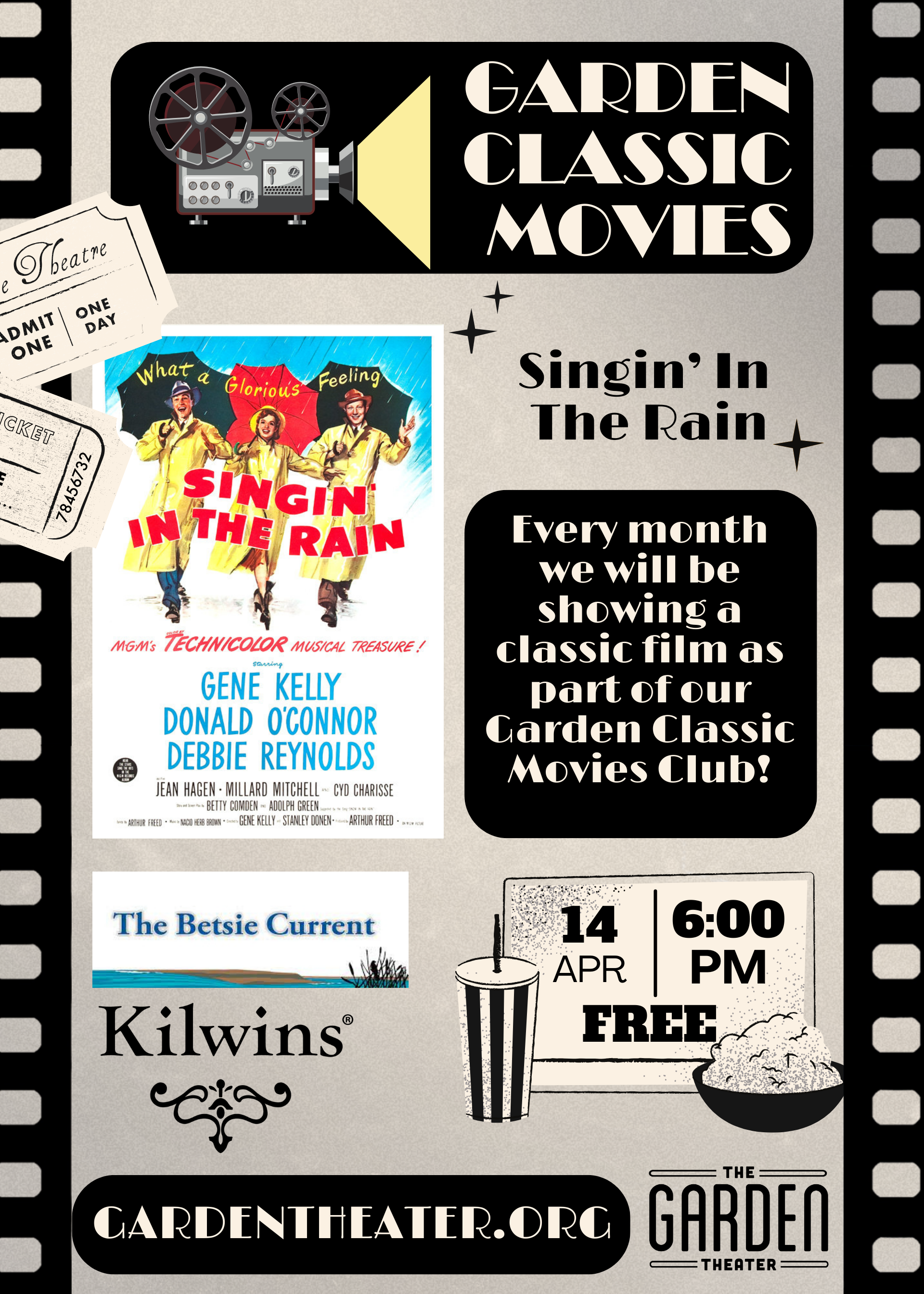 Singing in the Rain - Black Retro Movie Night Poster.png