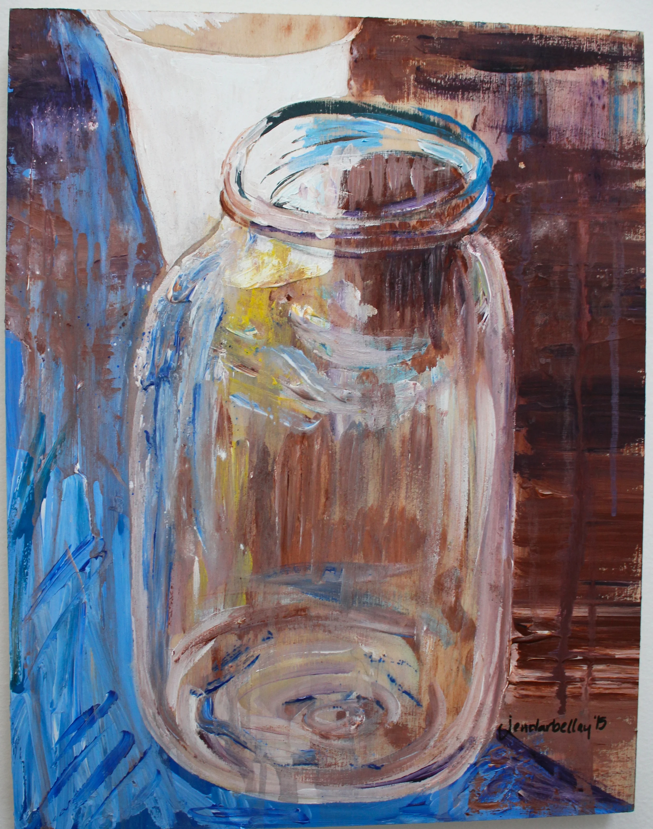 Glass and a Latte - Acrylics on Birchwood Cradleboard 9" x 12"