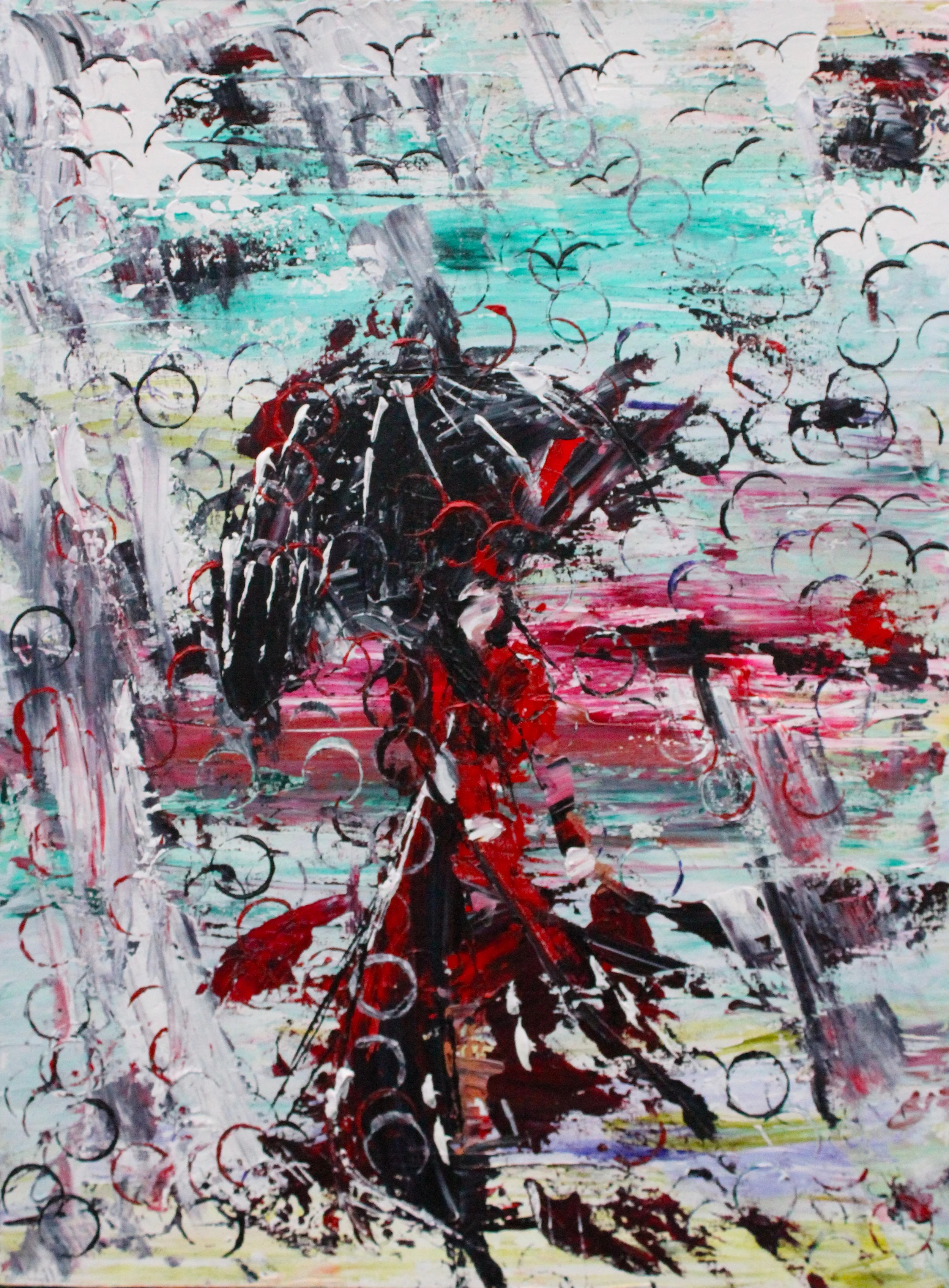 Warrior wild and free - 21" X 28" - Acrylics on Stretched Canvas