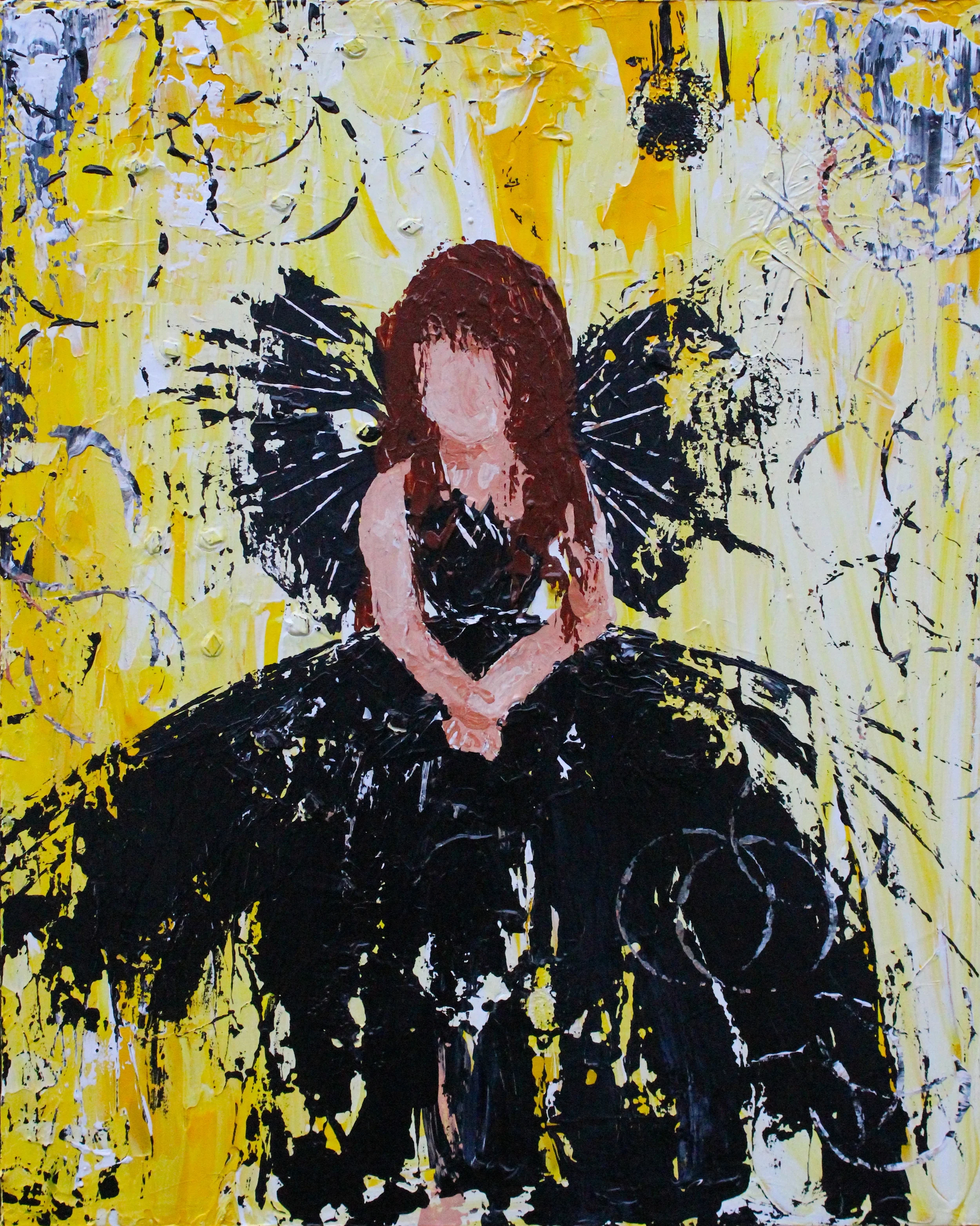 She protects the imperfections, they are precious... - 24" X 30" - Acrylic on Stretched Canvas