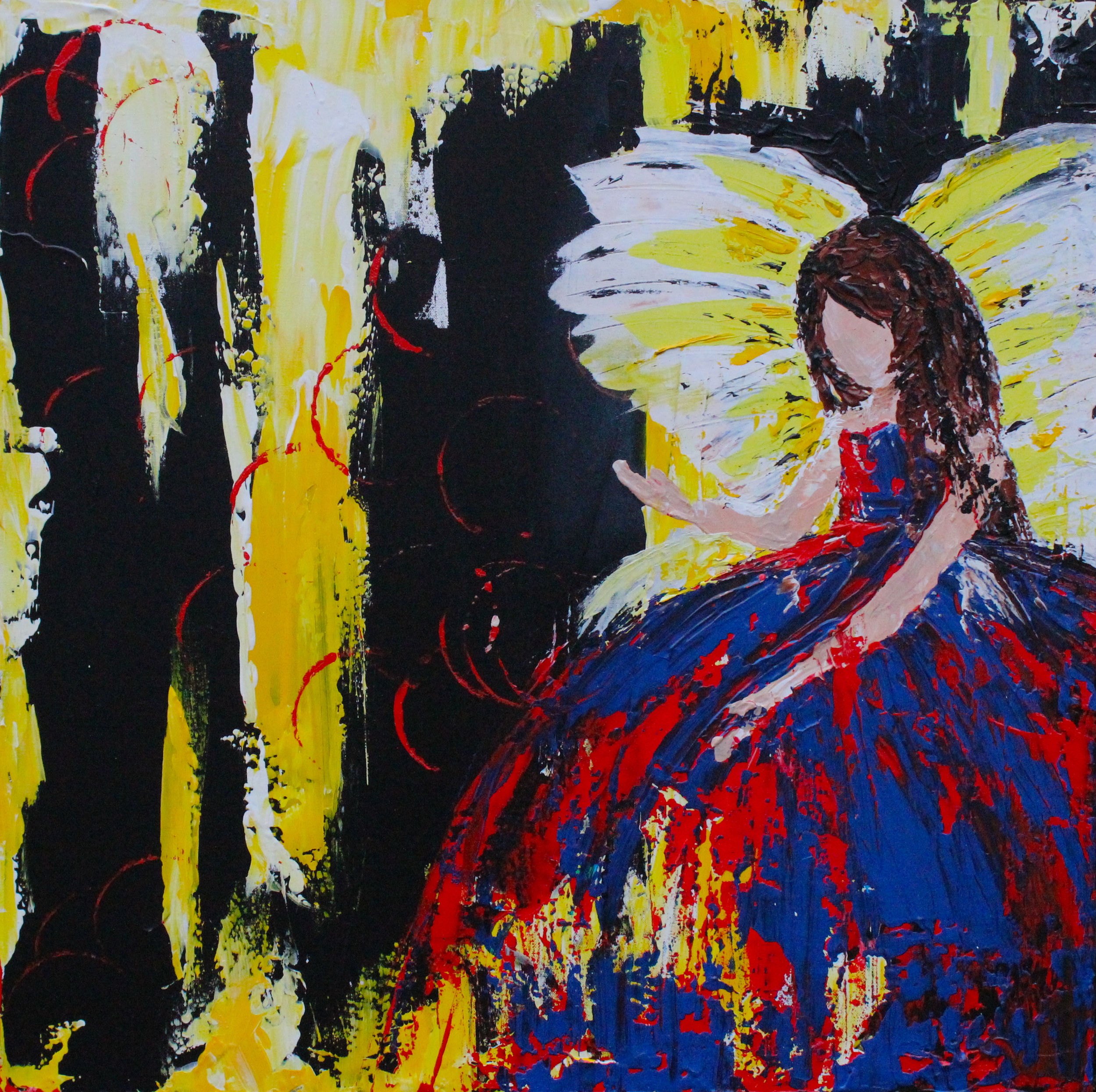 She wandered around the party... - 30" X 30" - Acrylics on Stretched Canvas