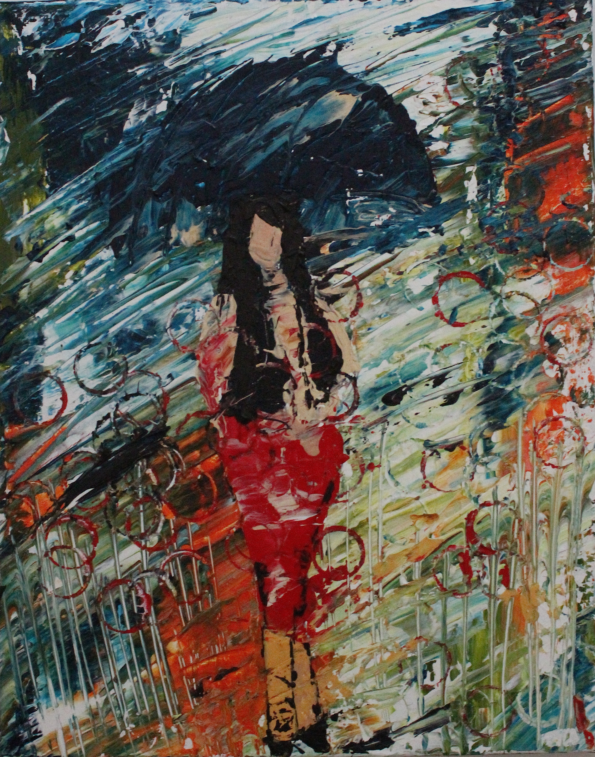 Red Skirt All Set - 16" X 20" - Acrylics on Stretched Canvas