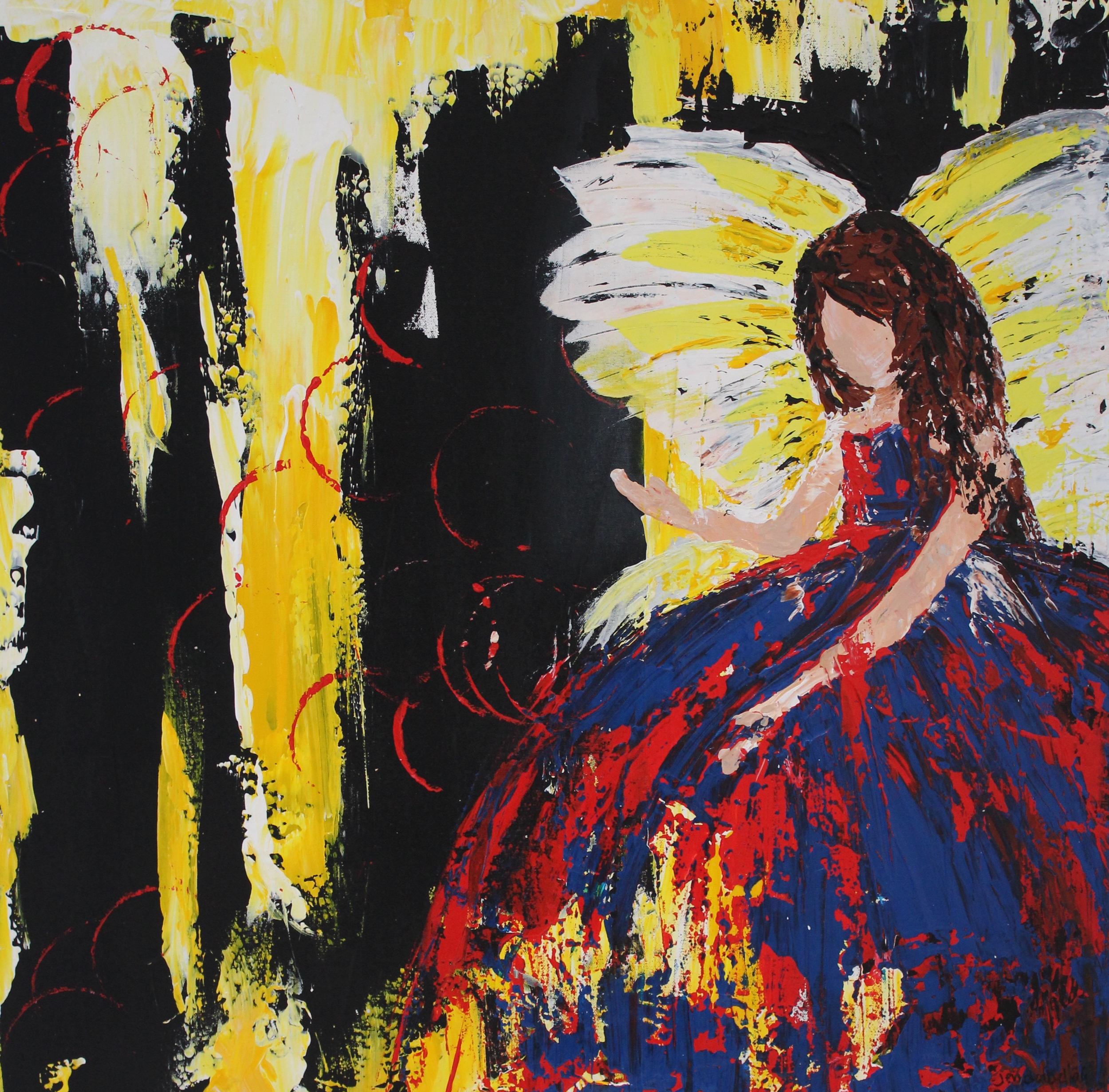 She wandered around the party... - 30" X 30" -Acrylics on Stretched Canvas