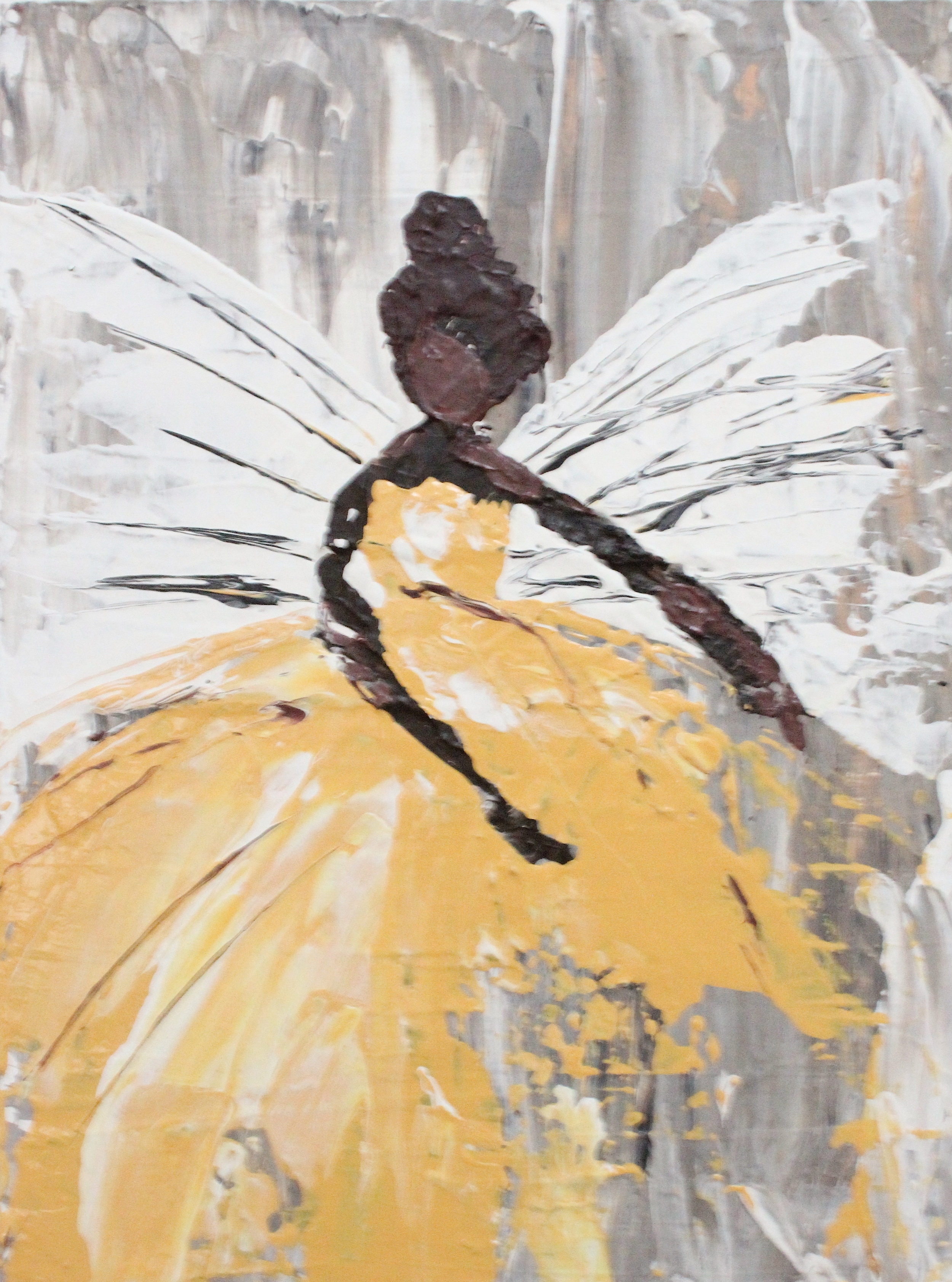 Yellow Dress Dancer Lady Spins... - 9" X 12" - Acrylics on Birchwood Cradleboard