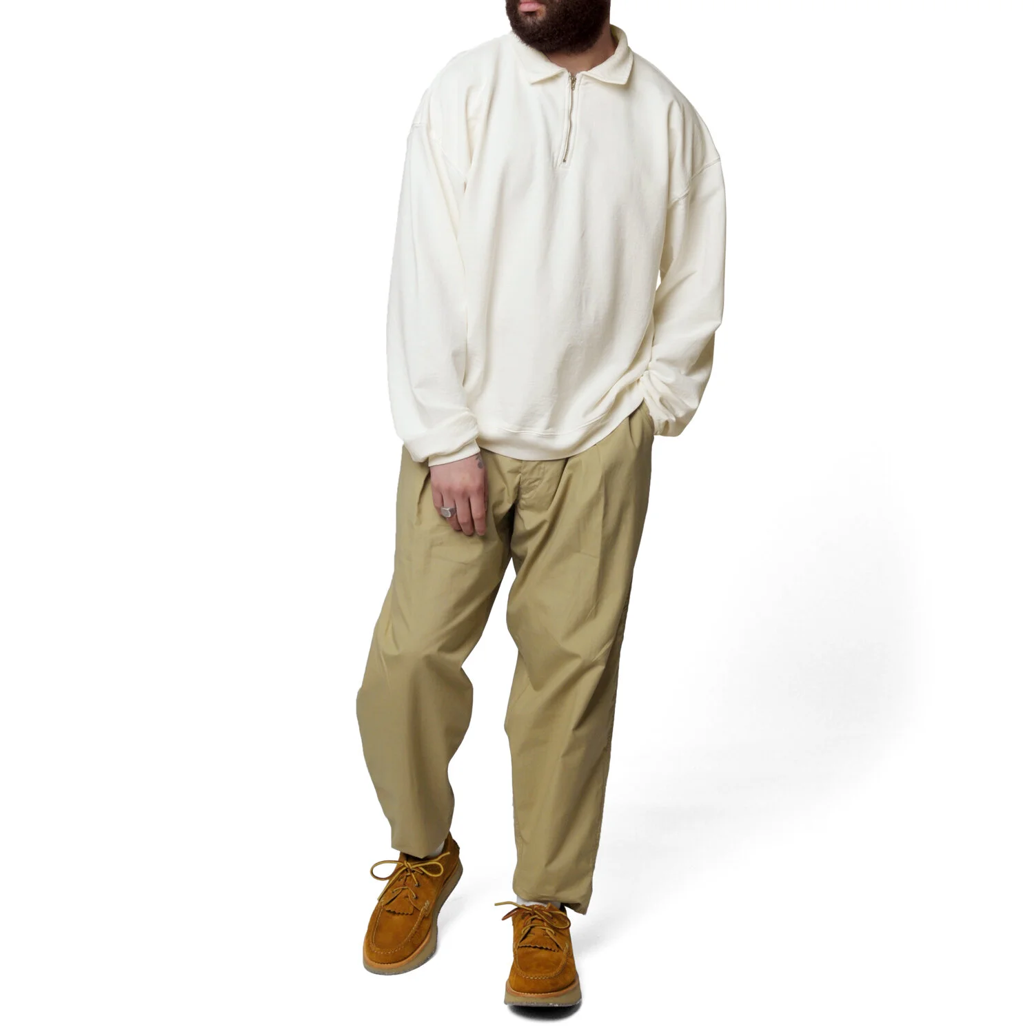 French Terry Cropped Half Zip Sweat 