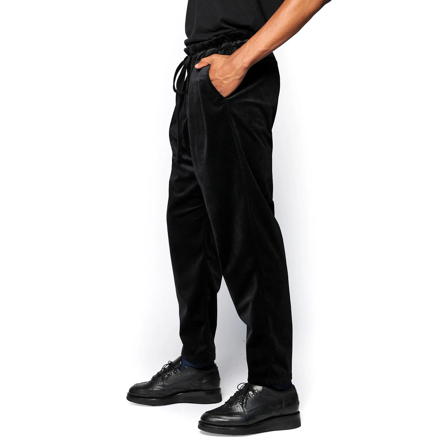 black low crotch pants