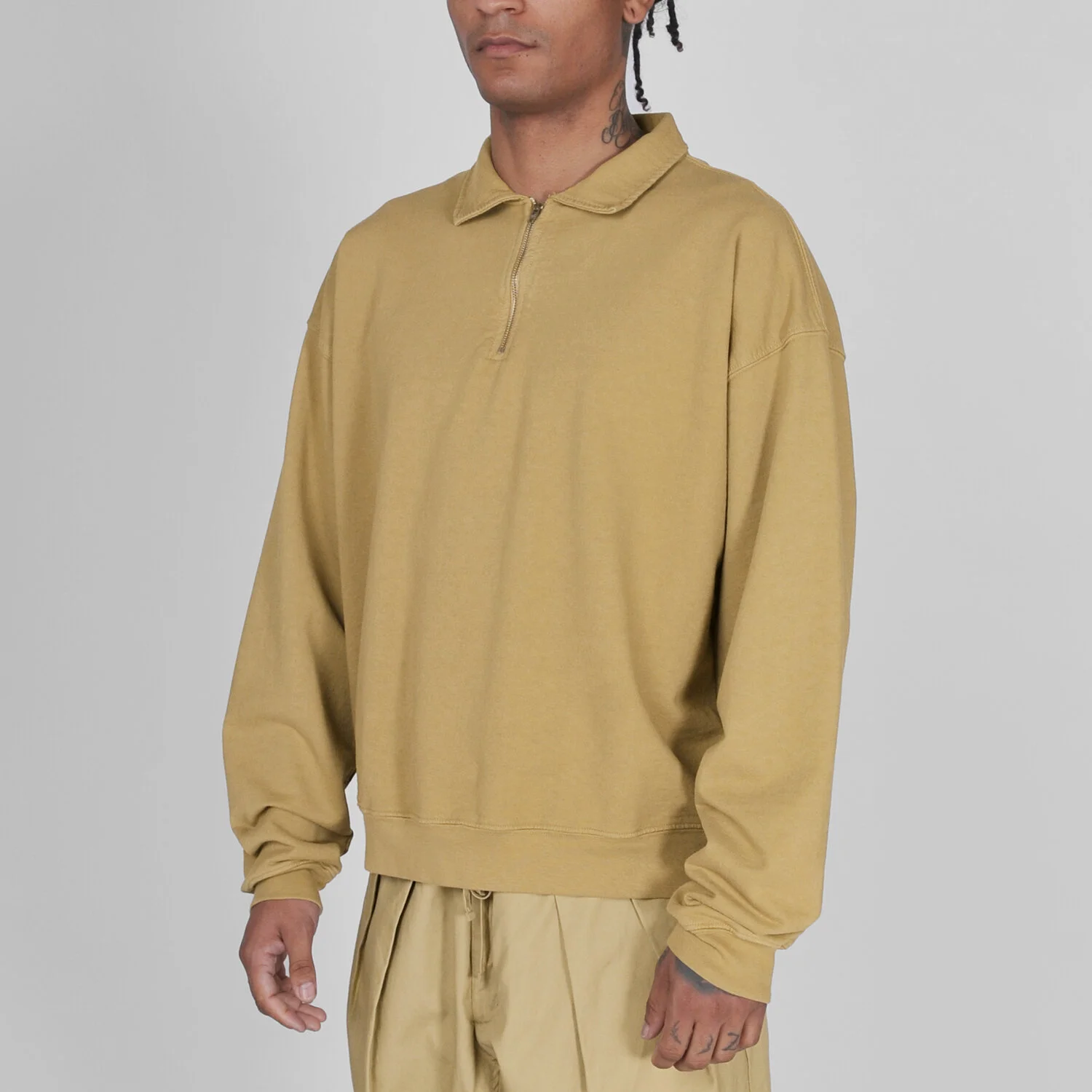 French Terry Cropped Half Zip Sweat 