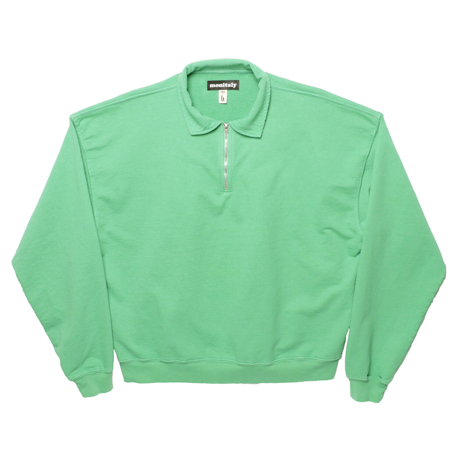 French Terry Cropped Half Zip Sweat Shirt