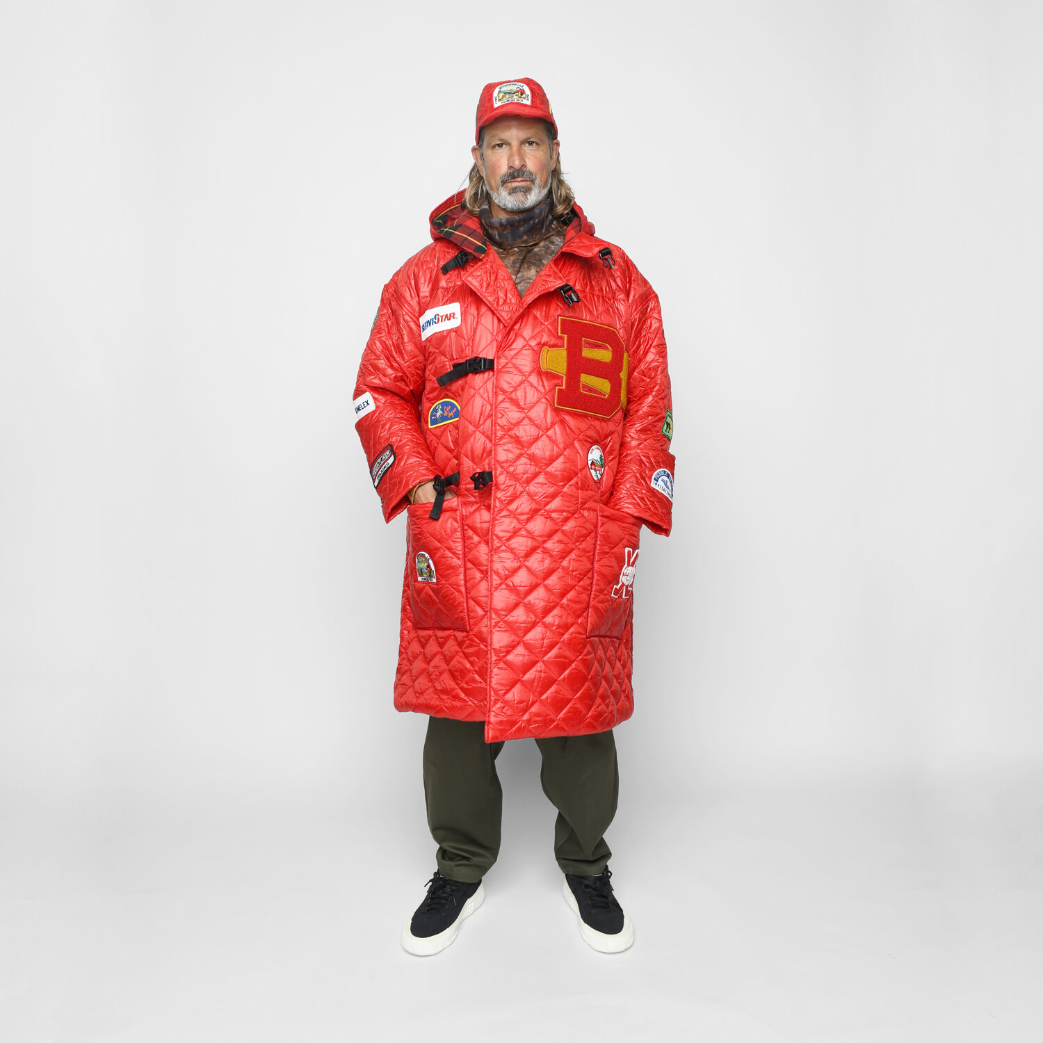 Quilted Duffle Coat w/ Patch - Diamond Dotera Fill 7oz Red — MONITALY