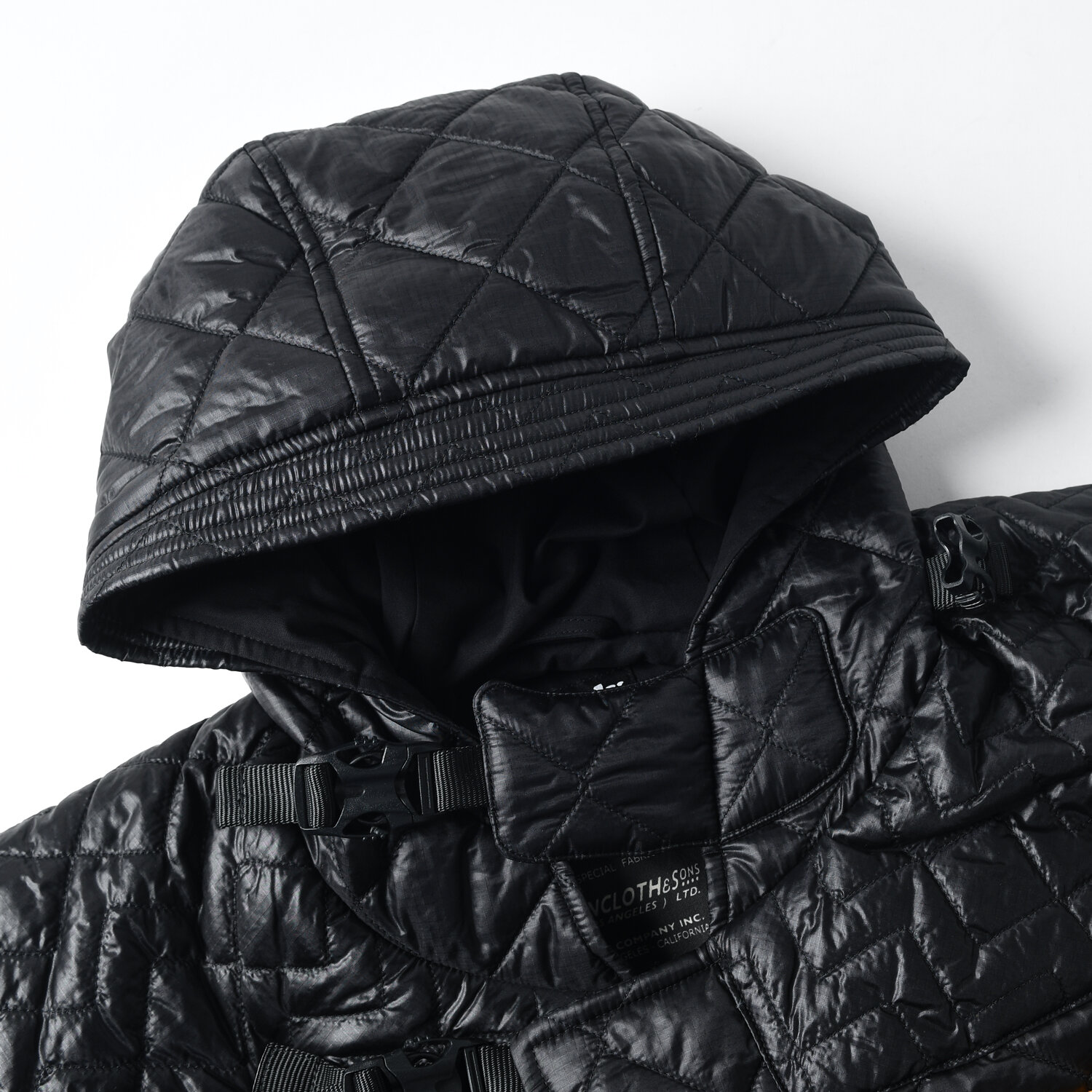 Quilted Duffle Coat w/ Patch - Diamond Dotera Fill 7oz Black 