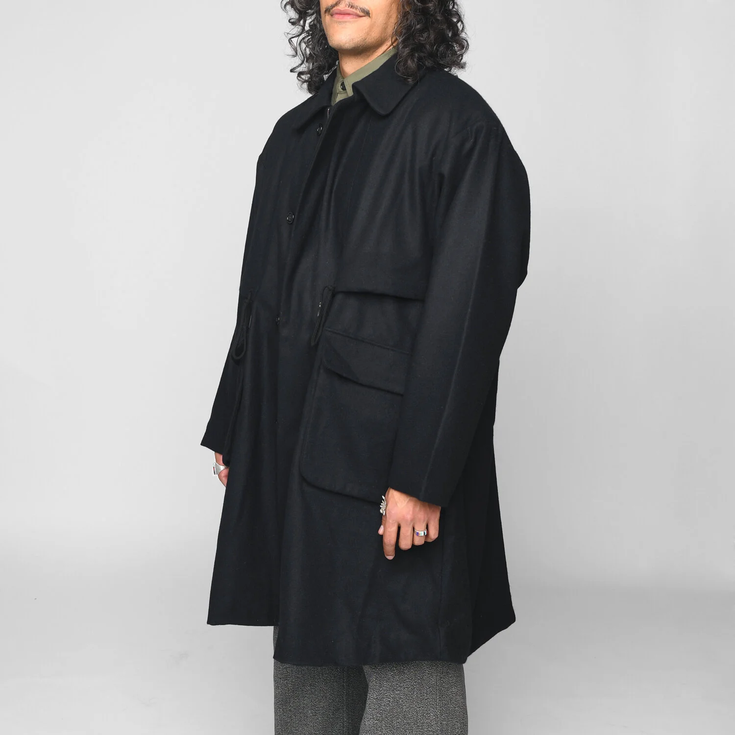 Josh Coat - Wool Flannel Solid Black 