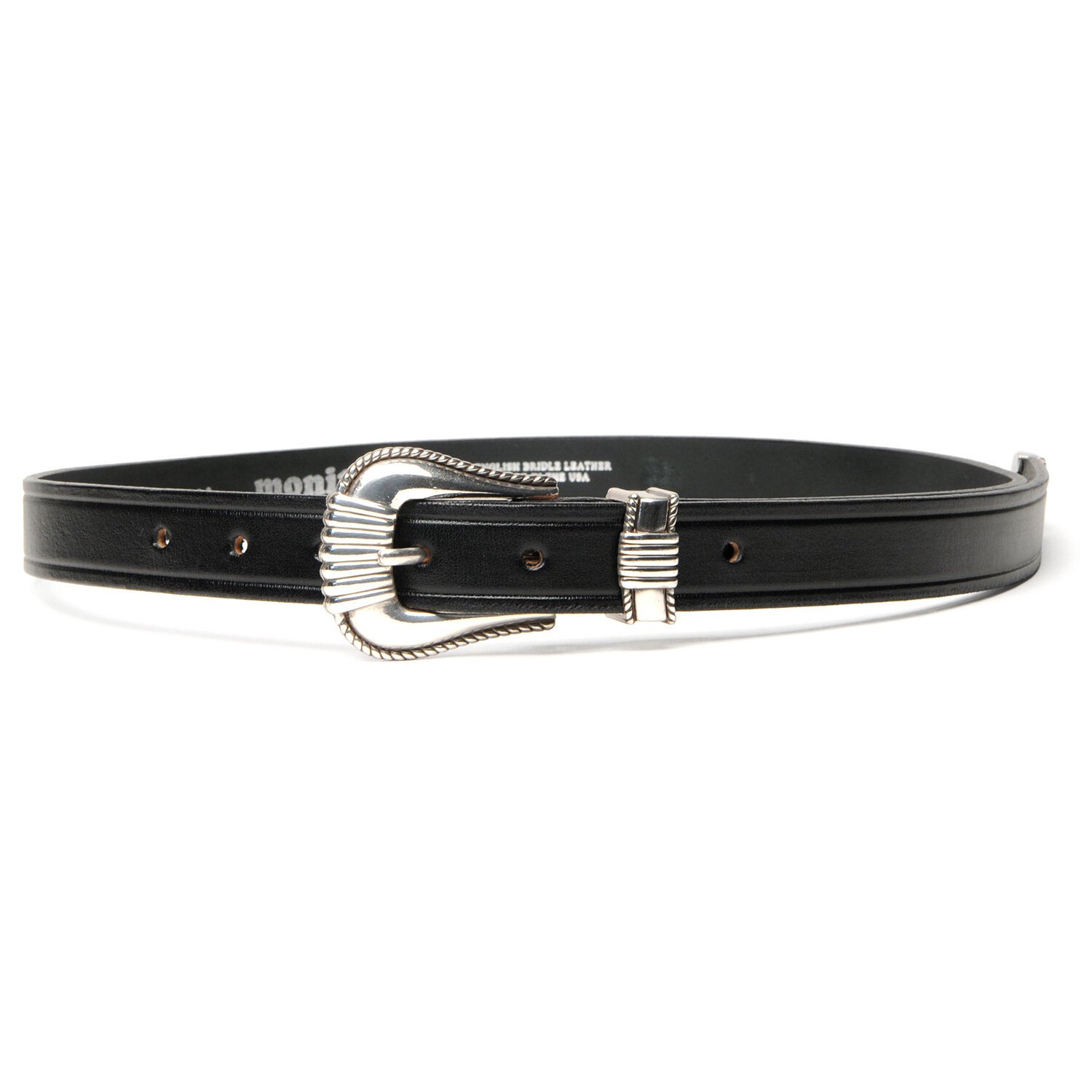 Extended 1" Creased Belt w/ 3-pc Silver Buckle Set