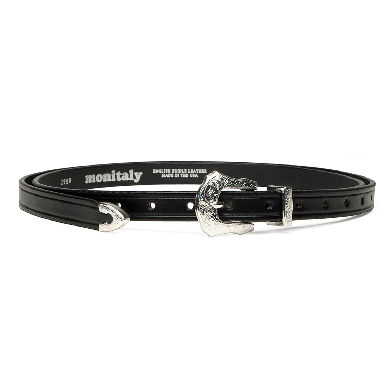 Extra Long Leather Belt w/ 3-pc Silver Buckle Set