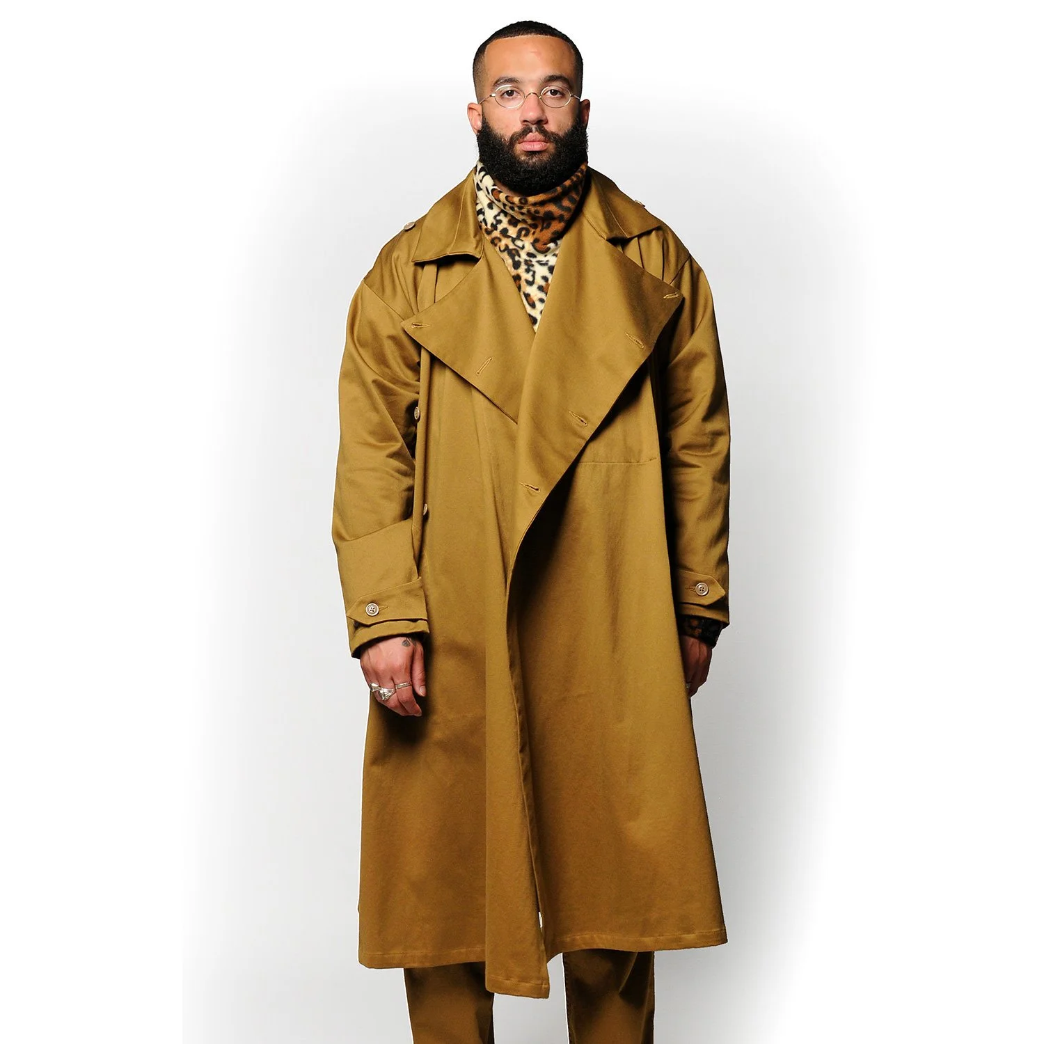 RBS#203 FRENCH ARMY TRENCH COAT VANCLOTH SATEN-OLIVE - size 42