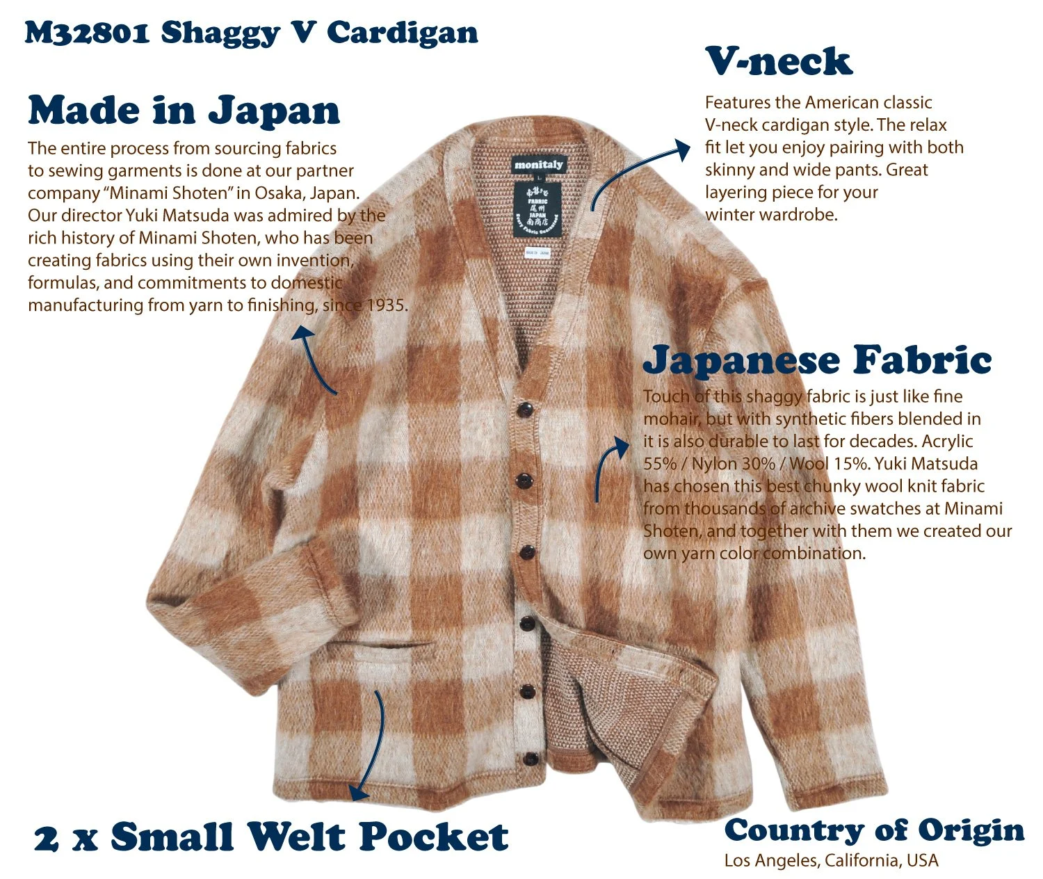 Shaggy V Cardigan (Made in Japan 
