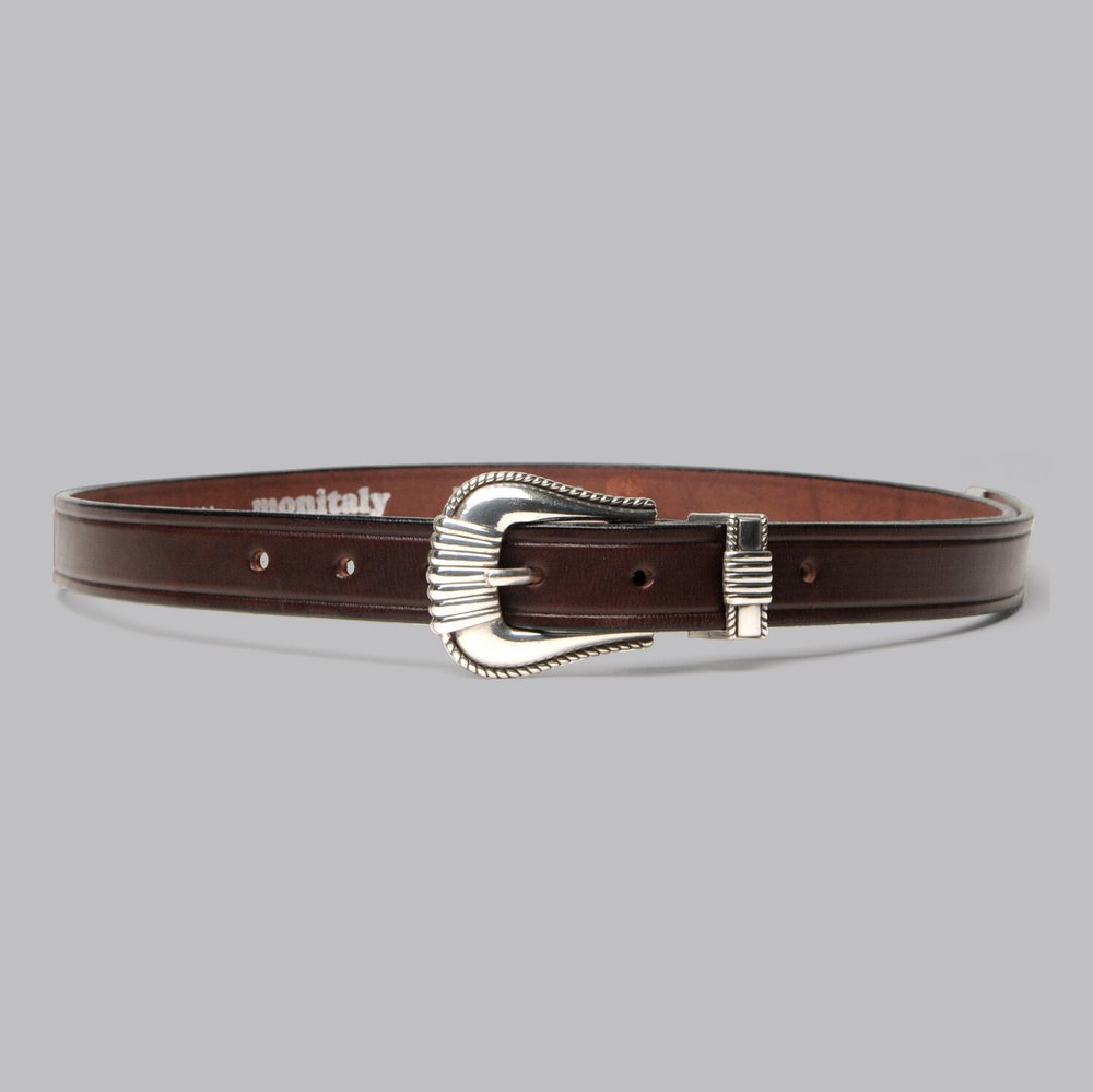 Extended 1 Stitched Belt with 3-pc Silver Buckle Set - Horween Red —  MONITALY