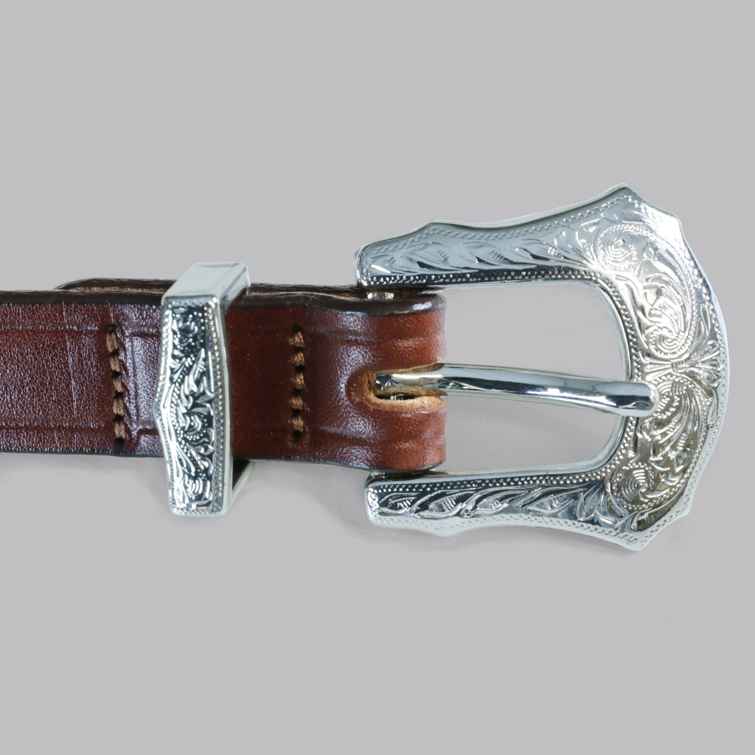 Extra Long Leather Belt with 3-pc Silver Buckle Set Extra Long Leather Belt with 3-pc Silver Buckle Set