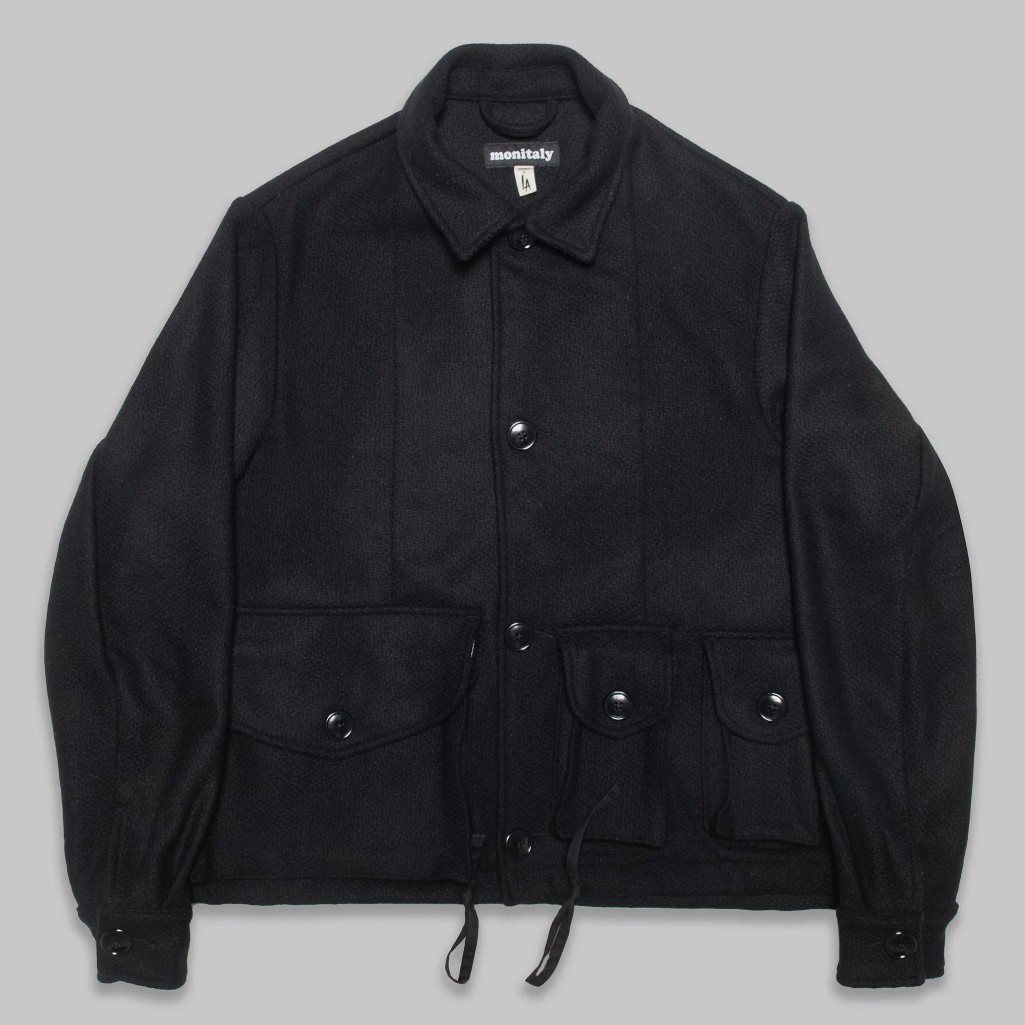 1. Military Service Jacket Type A, Wool Flannel Vicente Black, Product.jpg