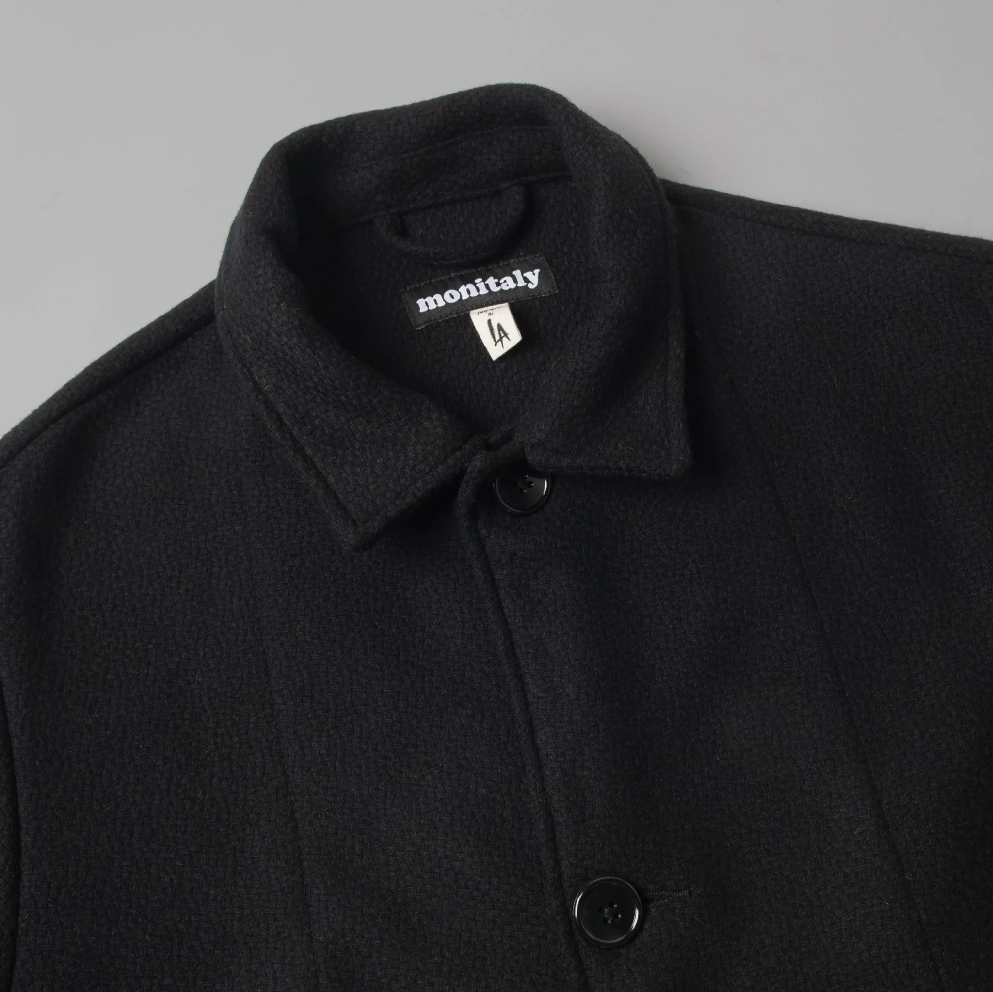 14. Military Service Jacket Type A, Wool Flannel Vicente Black, Detail 1.jpg