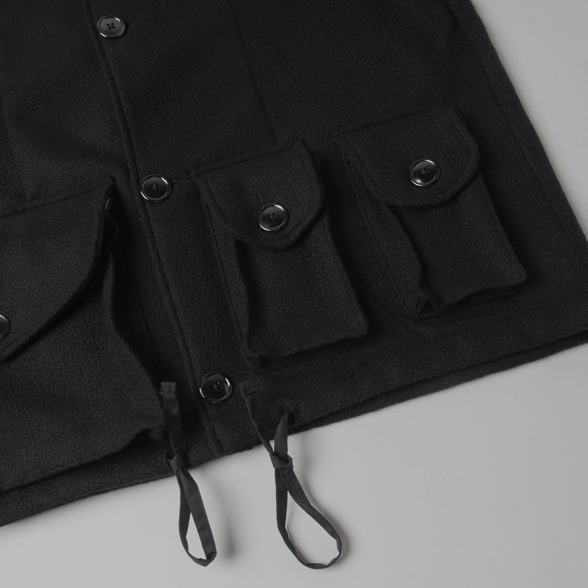 17. Military Service Jacket Type A, Wool Flannel Vicente Black, Detail 4.jpg