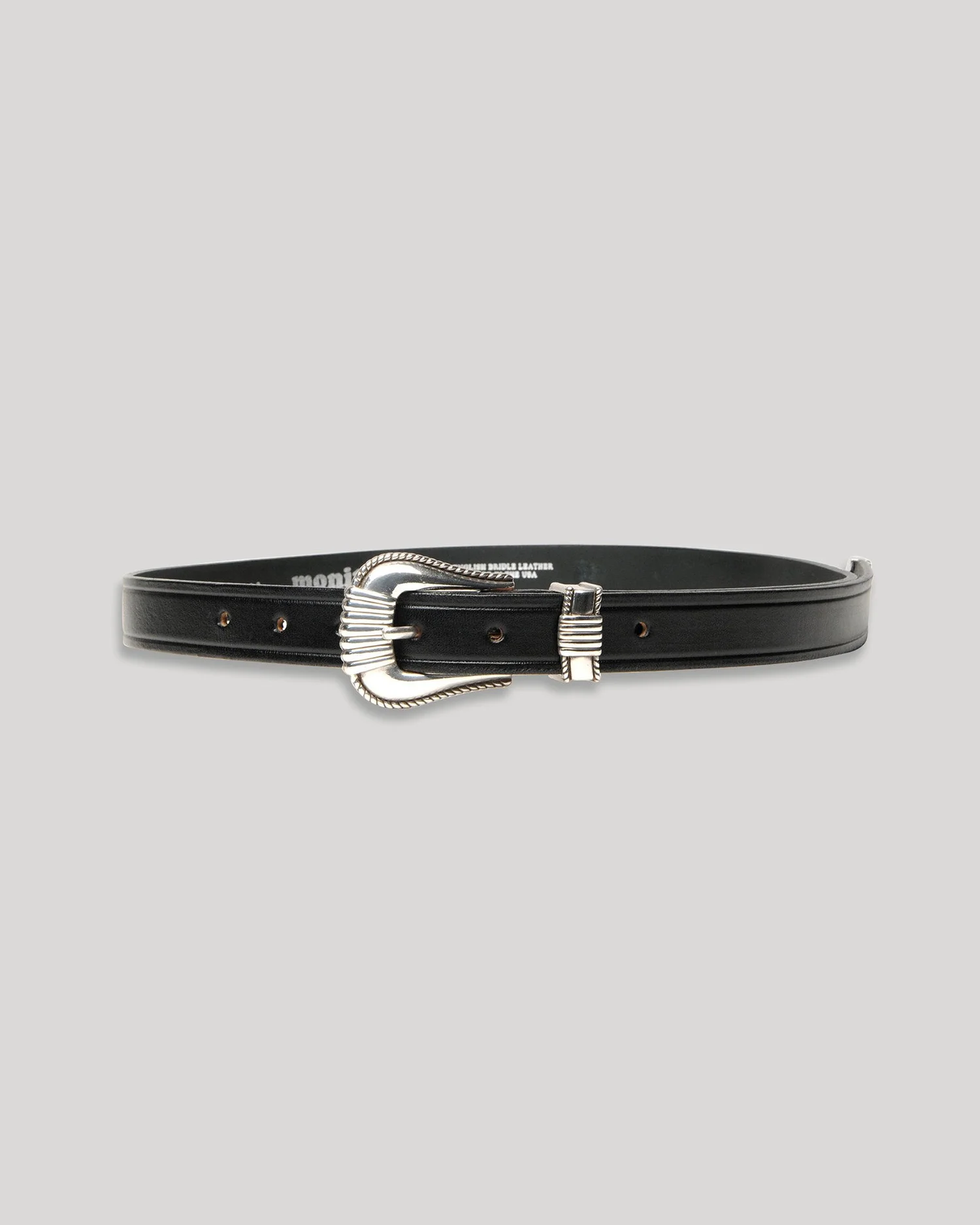 Extended 1” Creased Belt with 3-pc Silver Buckle Set - Black  display picture 1