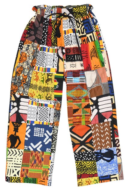 M31306 Wide Drop Crotch Pants, African Wax Block Print Harem Patchwork.jpg