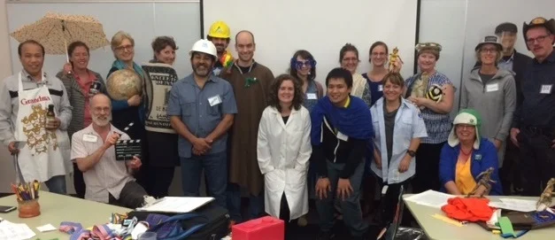 Class 60 Learned from Mary Healy (Class 58) about offering presentations to 3rd graders. Each of us wore a costume that represented all the work and resources it takes to bring ketchup to the table. 