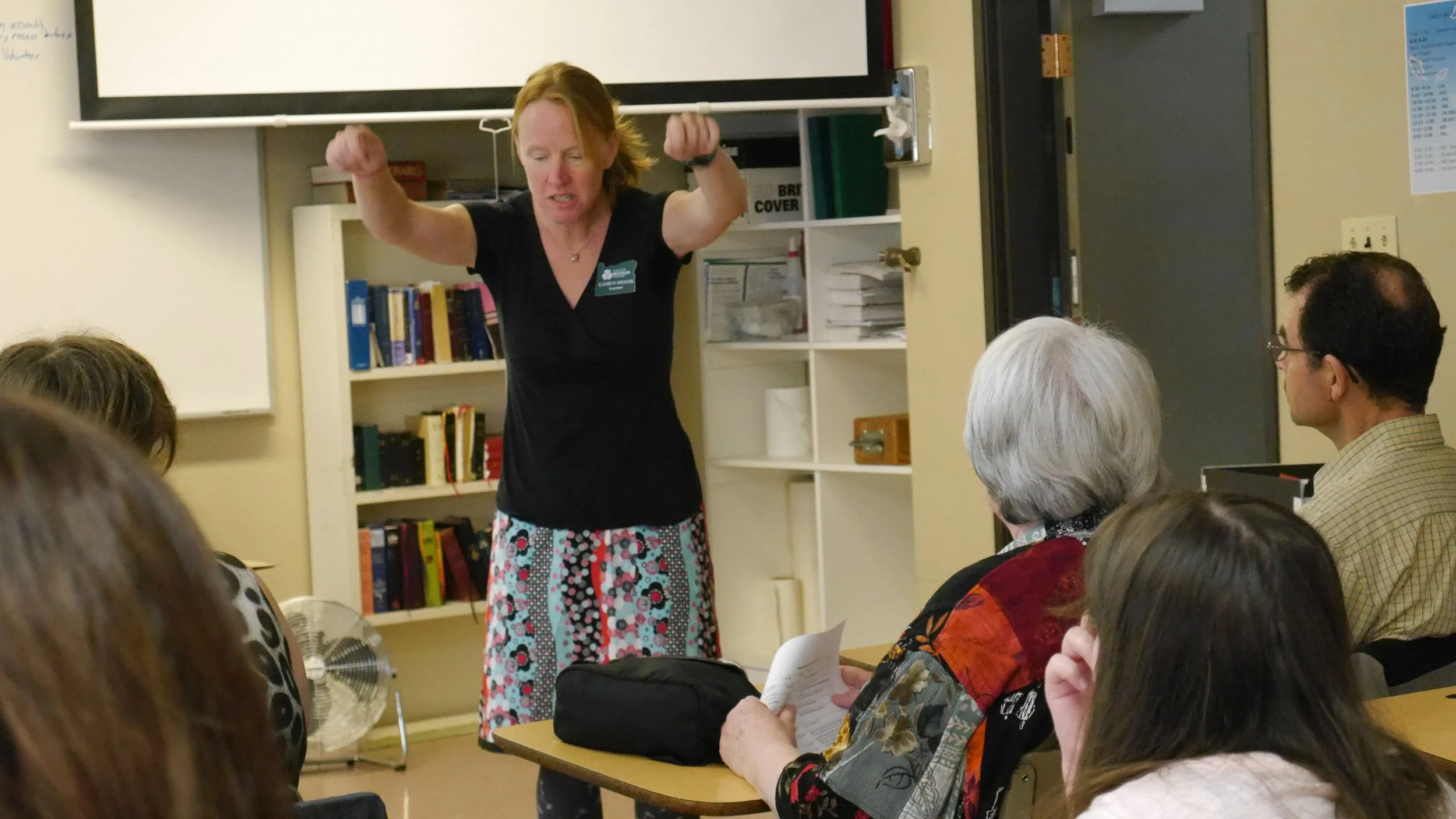 Elizabeth Erickson (Class 52) telling her story at Oregon Green Schools.