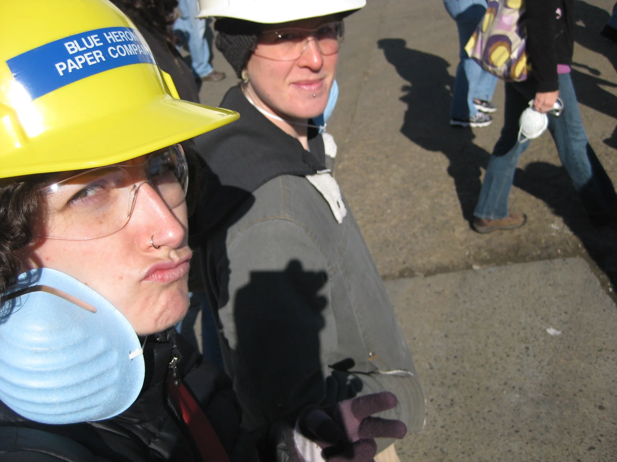 Elle likes to take fun pictures as well. This one was way back during the class tour of the Blue Heron paper mill which is now closed.