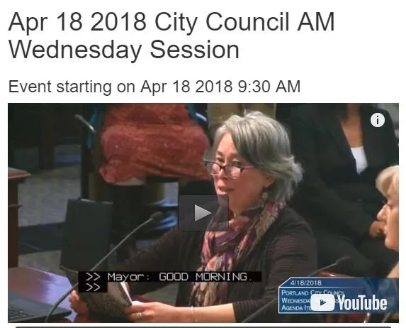 Annette Pronk (Class 64) Testifying before City Council