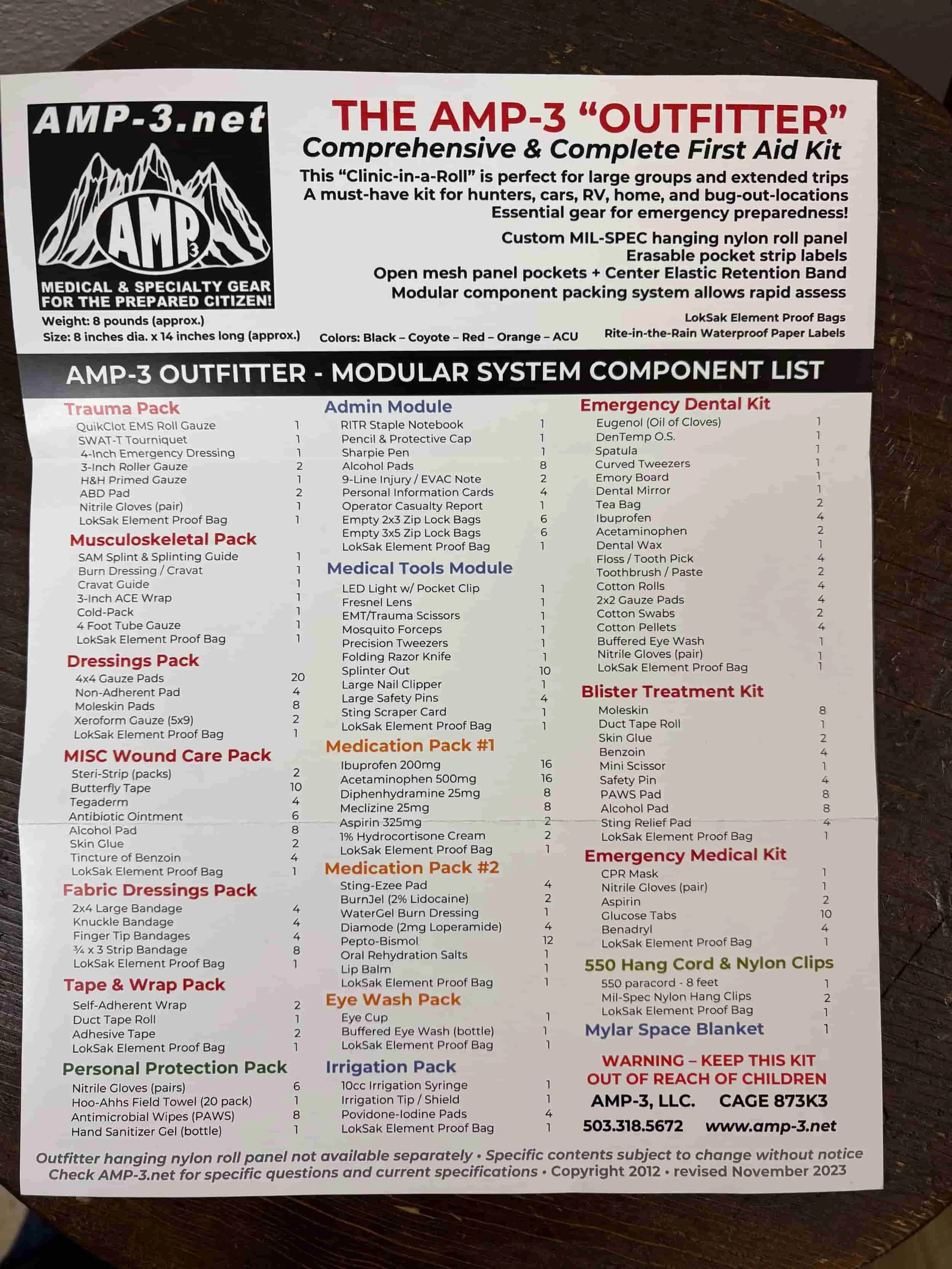 AMP-3 Outfitter Brochure Back