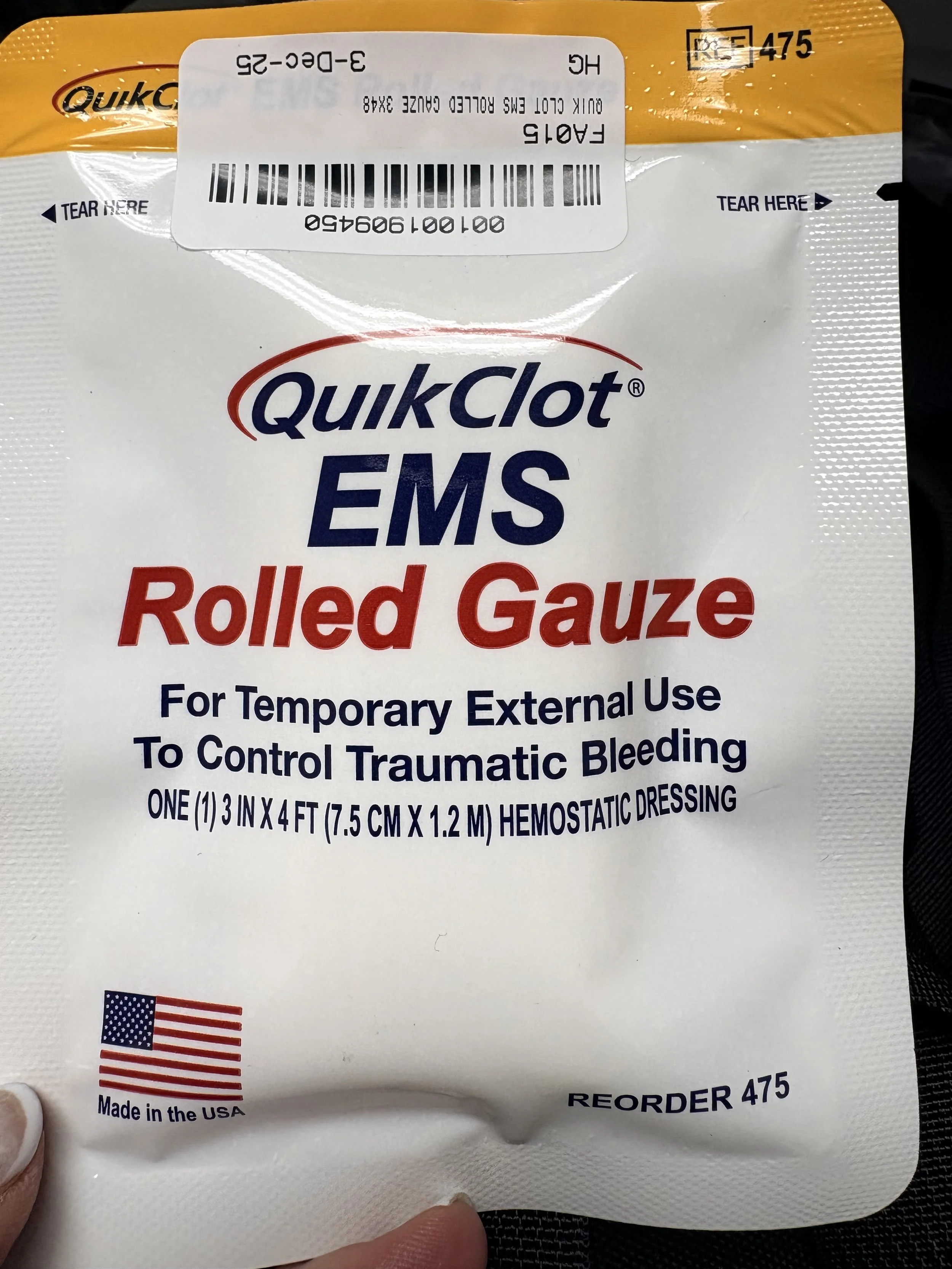 QuikClot® EMS Rolled Gauze | Stop Bleeding | AMP-3