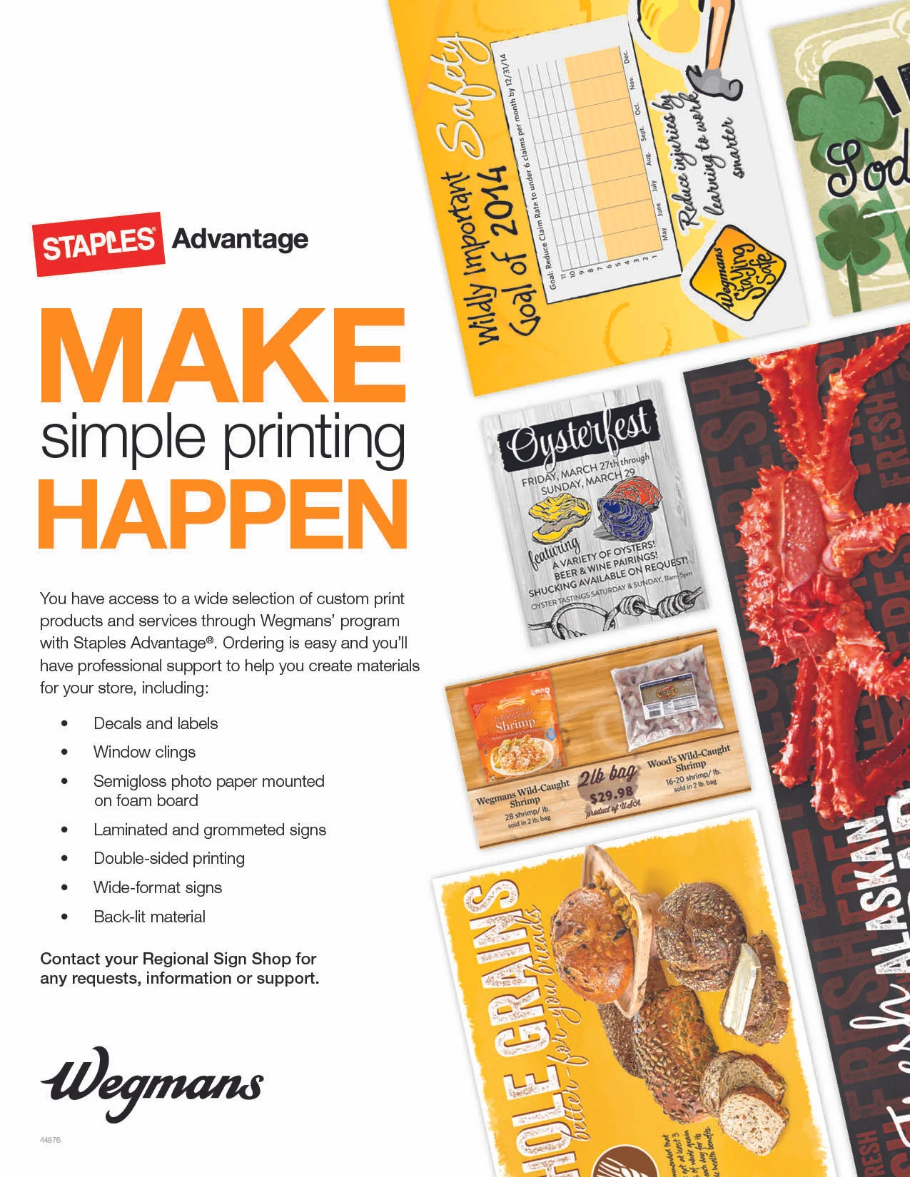 Sell Sheet for Staples to Wegmans