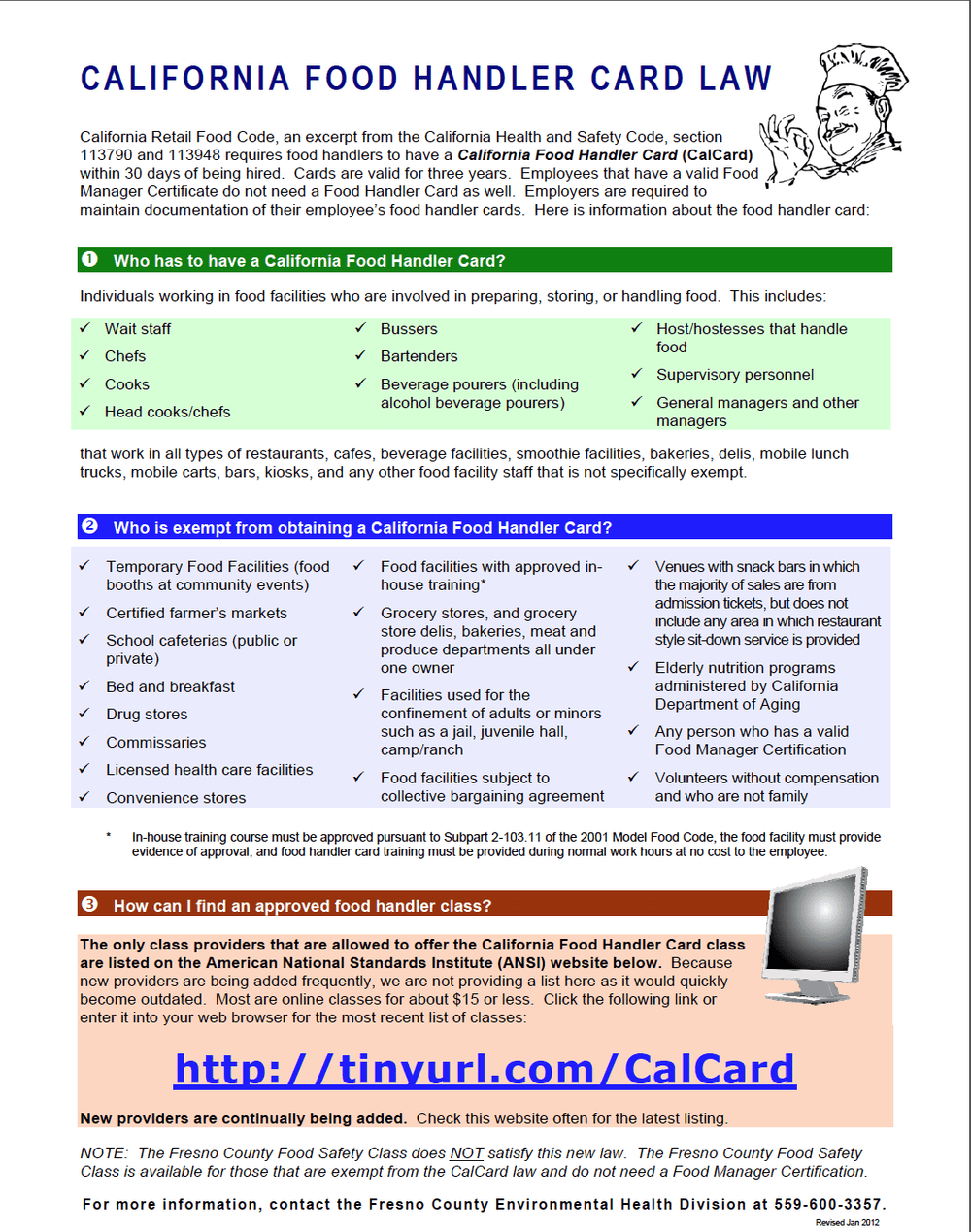 Food Handling Card Law — Fresno Home Shows