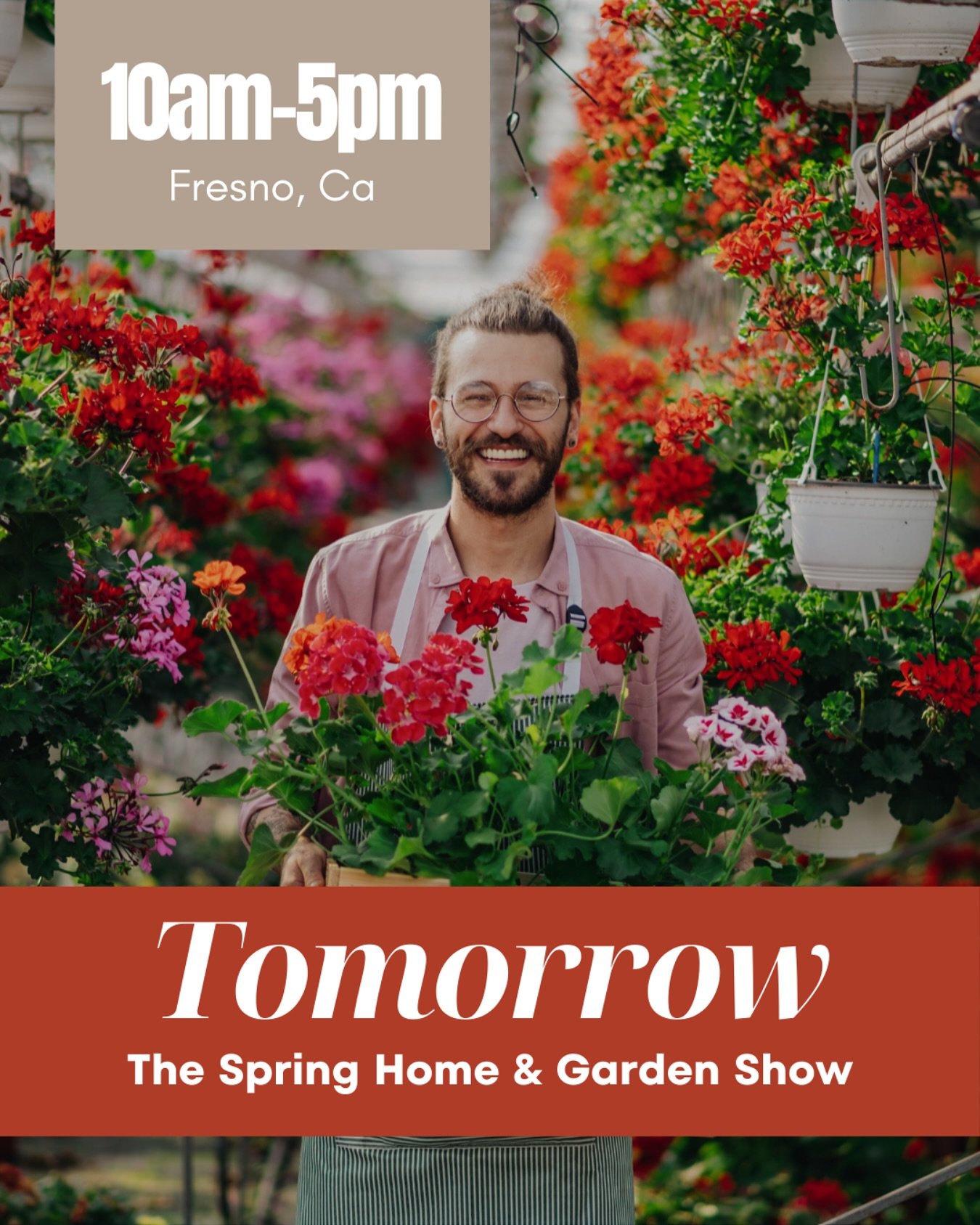 TOMORROW is the last day of The 39th Annual Fresno Home &amp; Garden Show ♡ Doors open at 10am &amp; close at 5pm at The Fresno Fairgrounds!

👨&zwj;🌾 450+ Vendors
🎉 Kids 12 &amp; under are FREE
🪴Free Gardening Workshops for adults + kids
🌳 Check