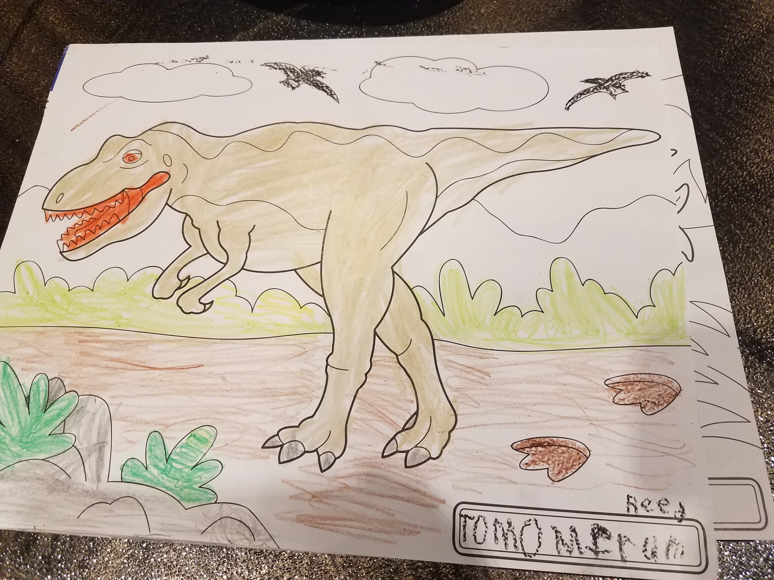Reed colored this for me after my audition. He said, Mom this is for you, for your Dinosaur movie with Mr Ryan.