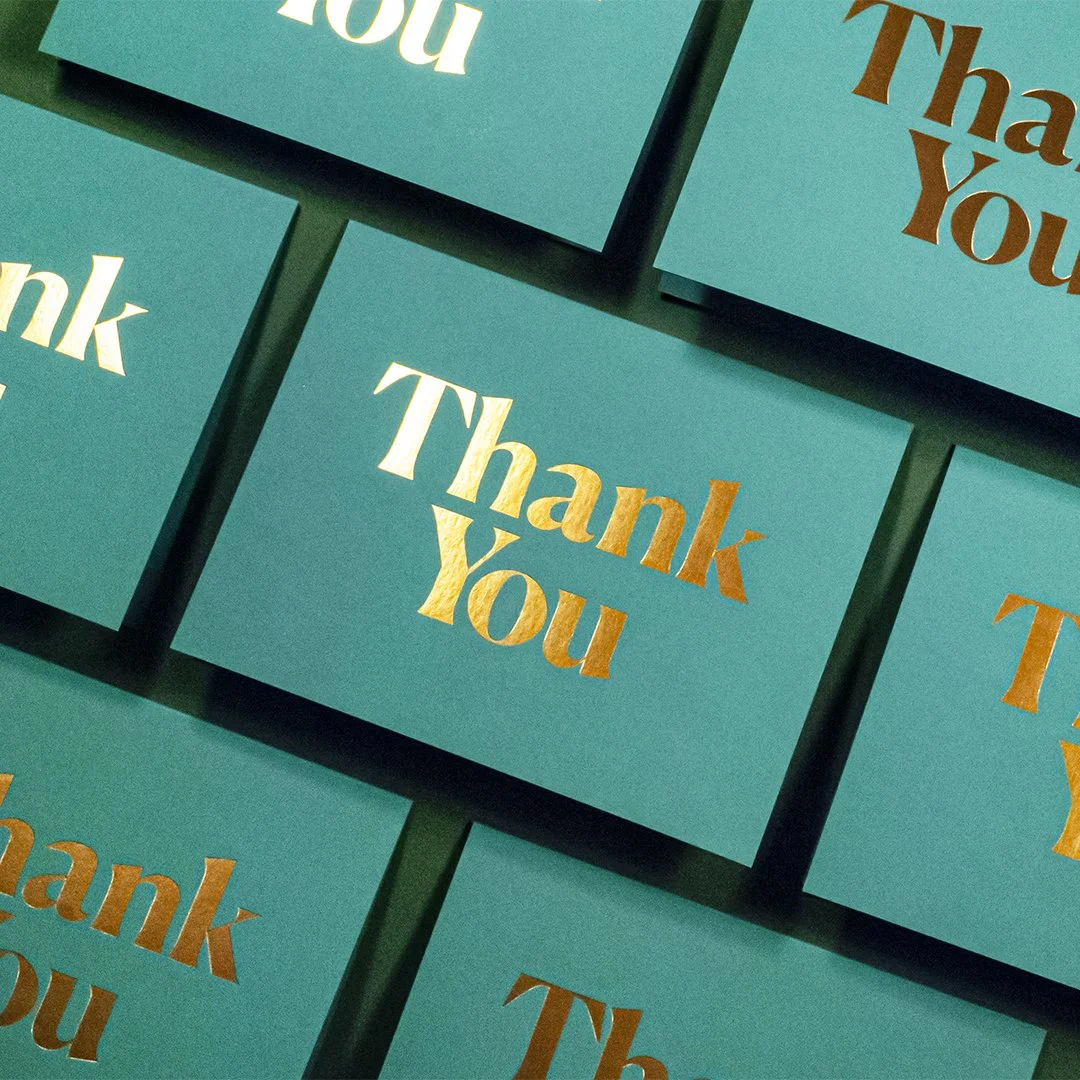 Foil-stamped stationery for client gifts