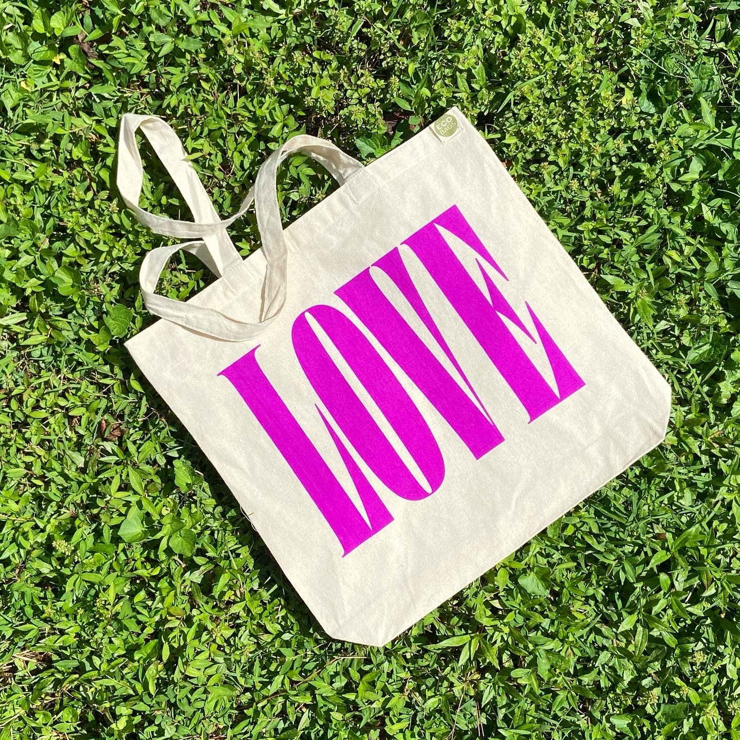 Hand-printed typographic tote bag