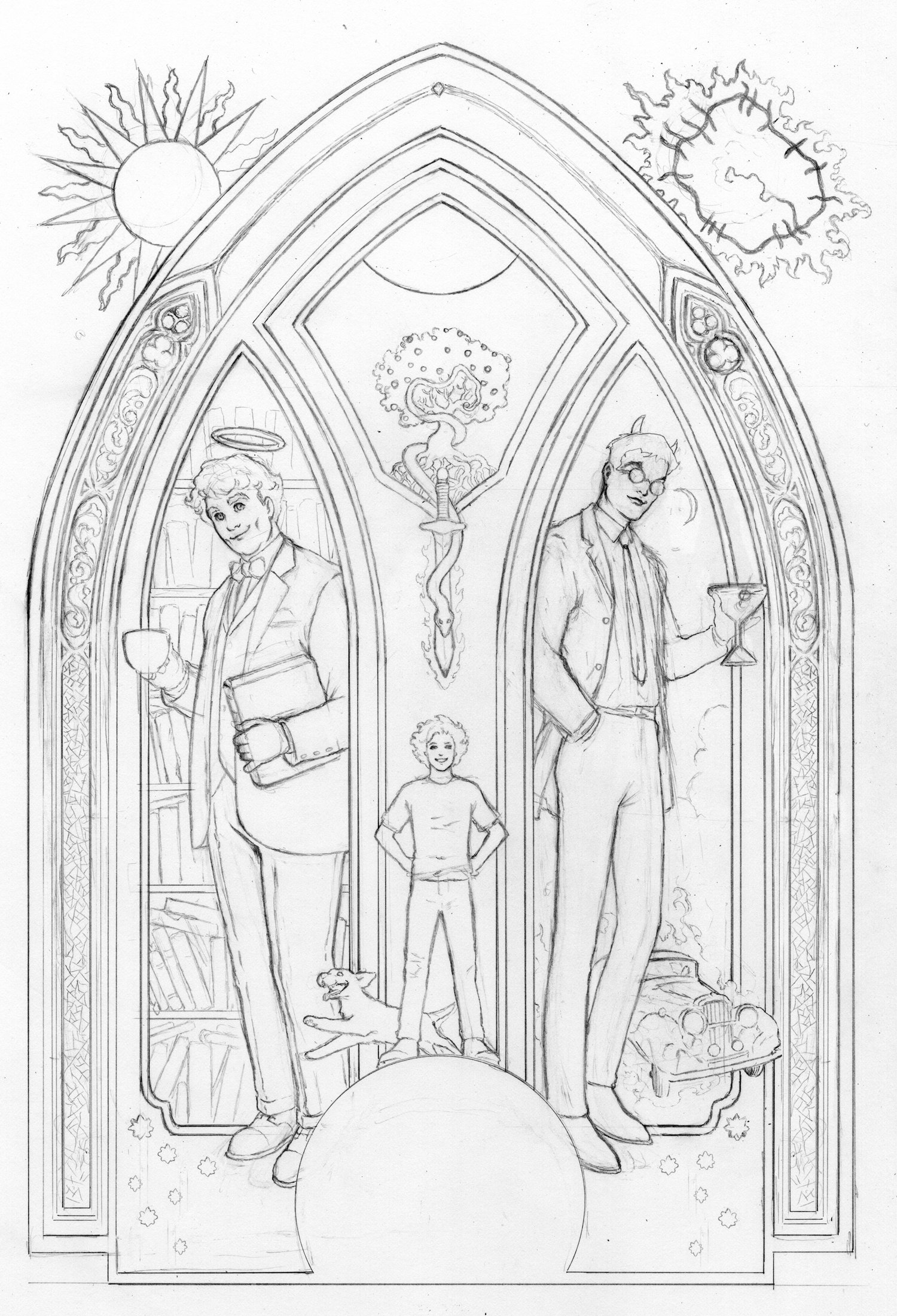 Good Omens Cover Drawing by Colleen Doran