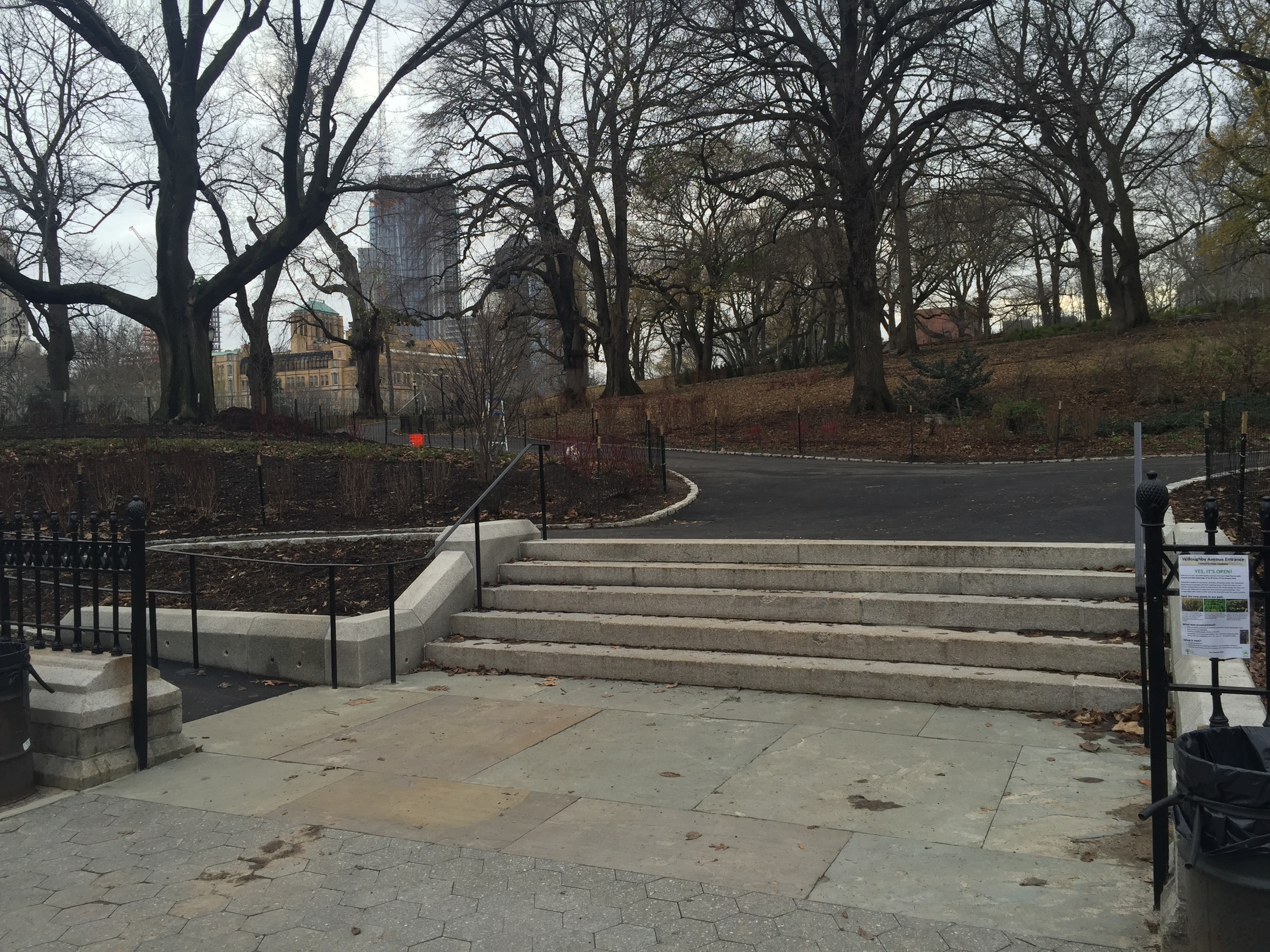 The new and improved Willoughby Avenue Entrance on the eastern side of the Park.
