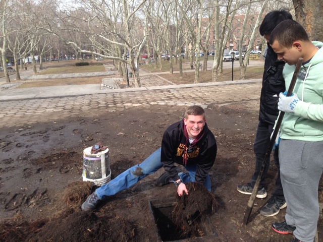 Volunteers helped clean out clogged drains after the Feb. 16 gully washer to reduce the flooding from the next storm.