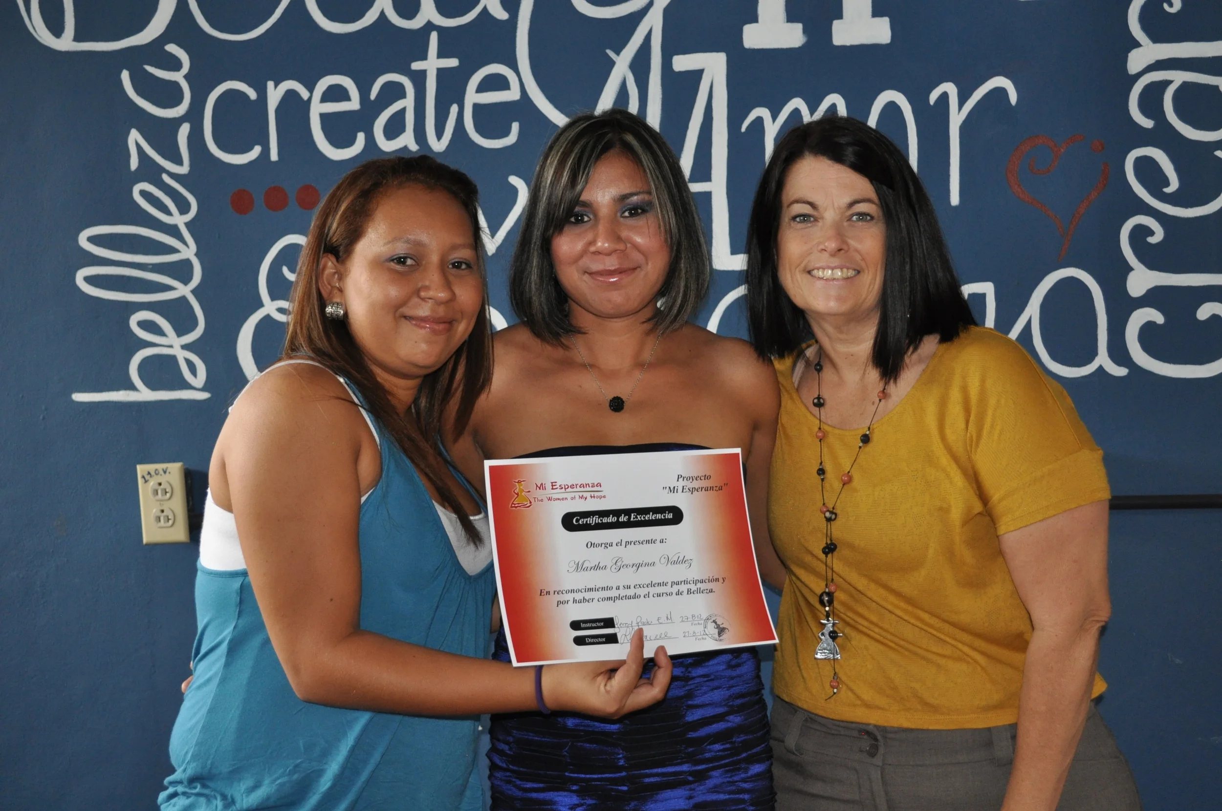  graduation day August 2012 with instructor Paola and co-founder Lori Connell 