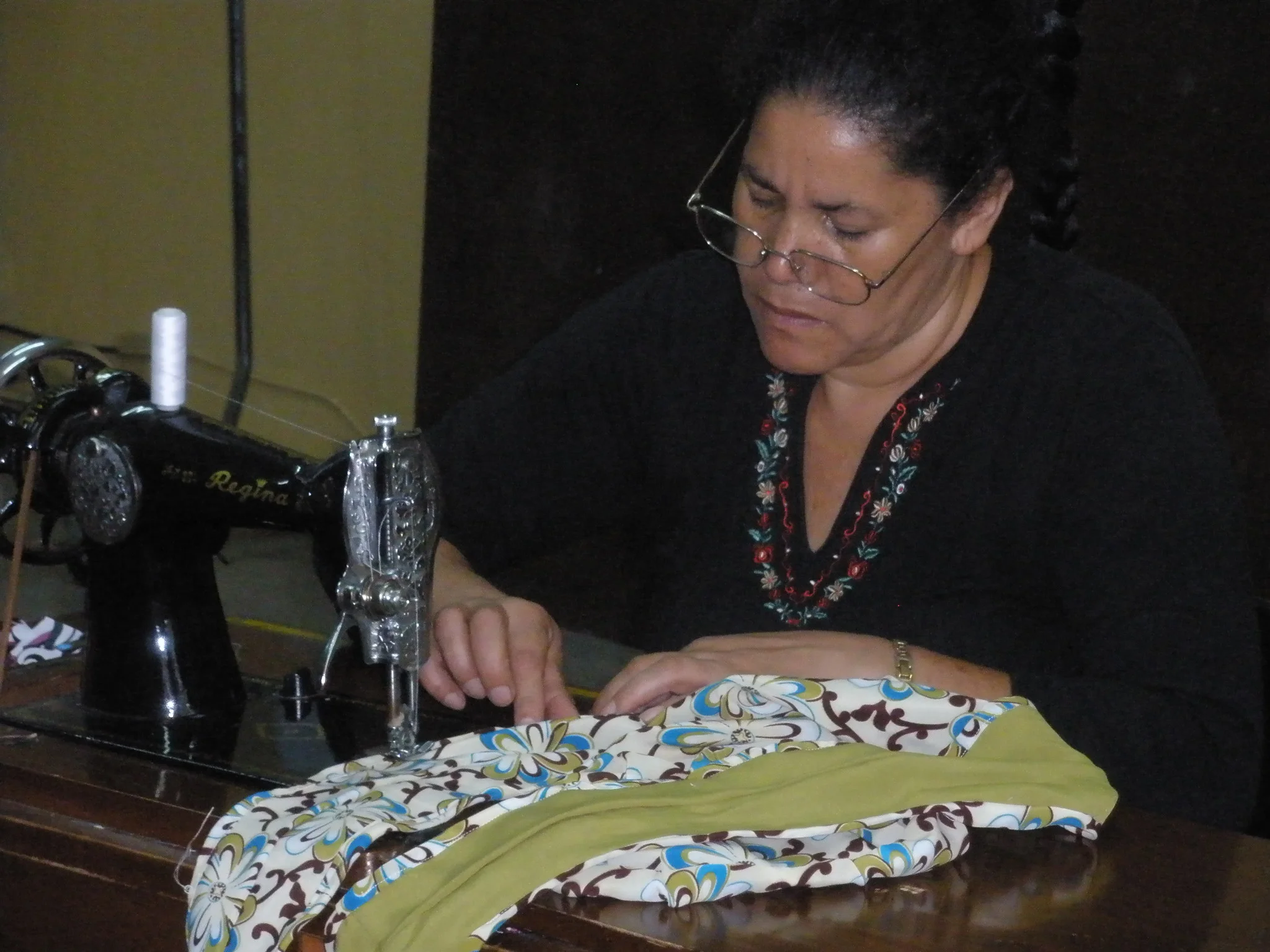 Sara working on a Gypsy Bag